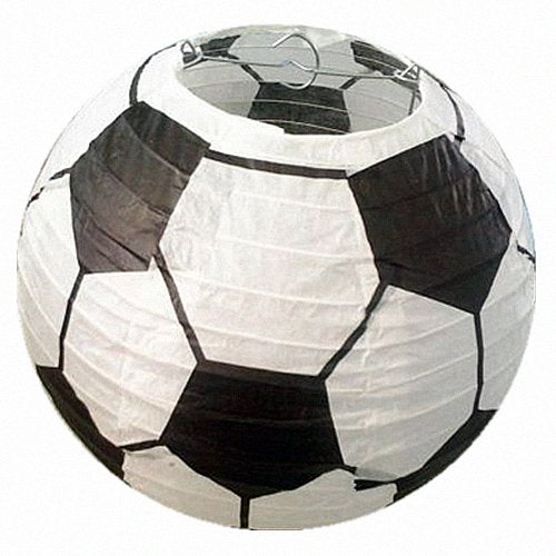 Quasimoon 4 inch Soccer Ball / Futbol Shaped Sport Paper Lantern, Parallel Ribbing (10 Pack)