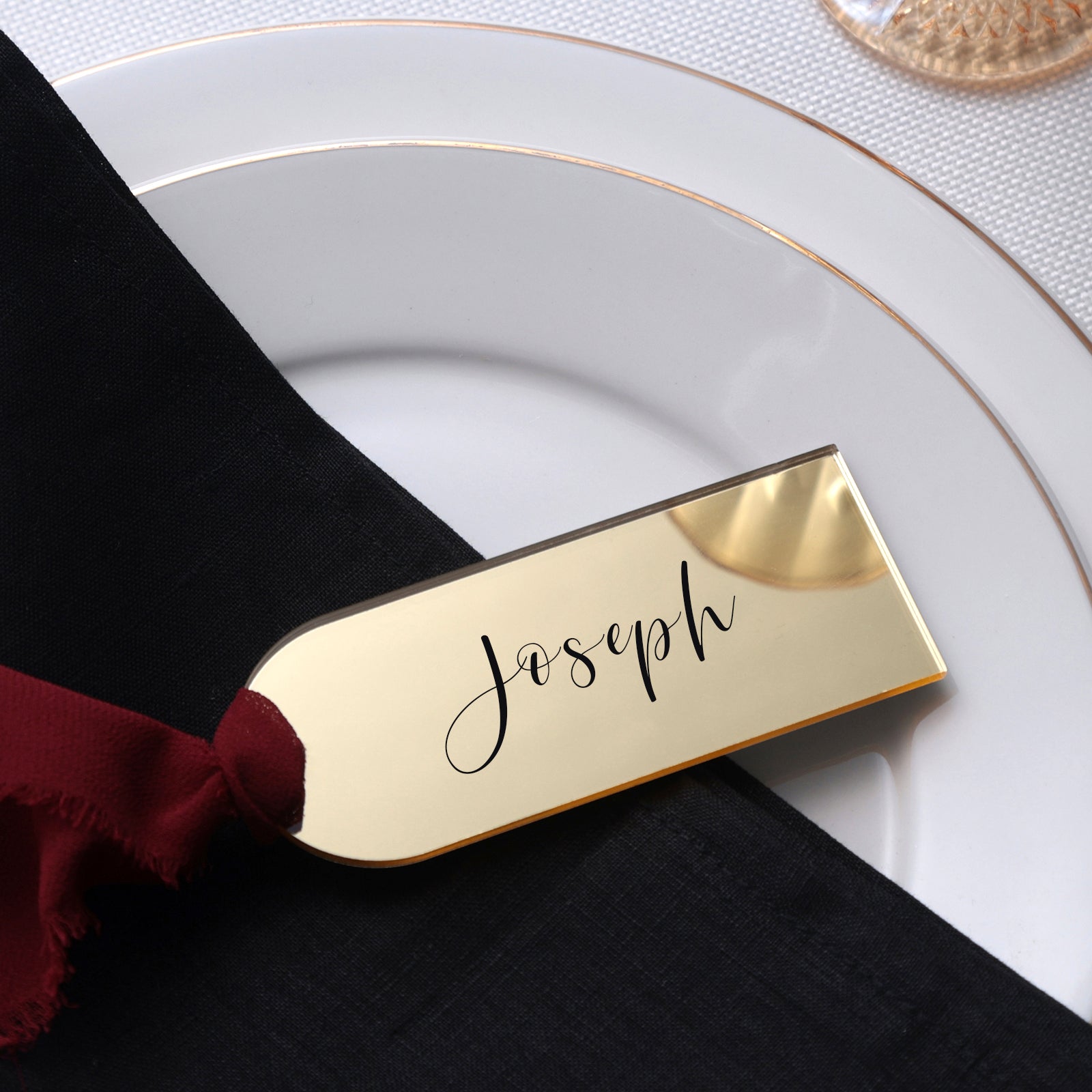 1 Gold mirror name 36in 2024 2pieces + 12 Gold mirror place cards