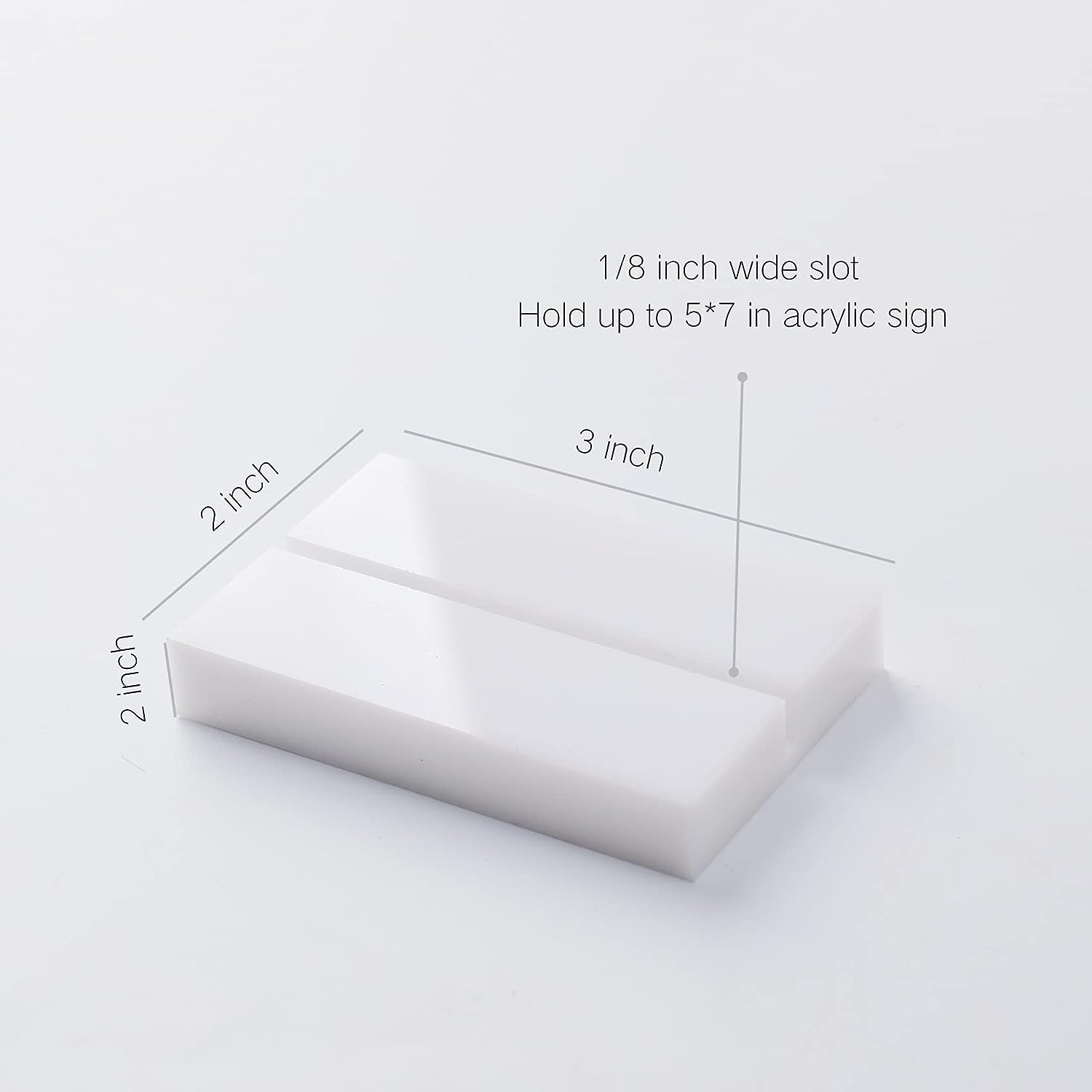 Uniqooo 3" White Acrylic Stand, Table Sign Holder, 1/8" Wide Slot, 300 Pack, Wholesale