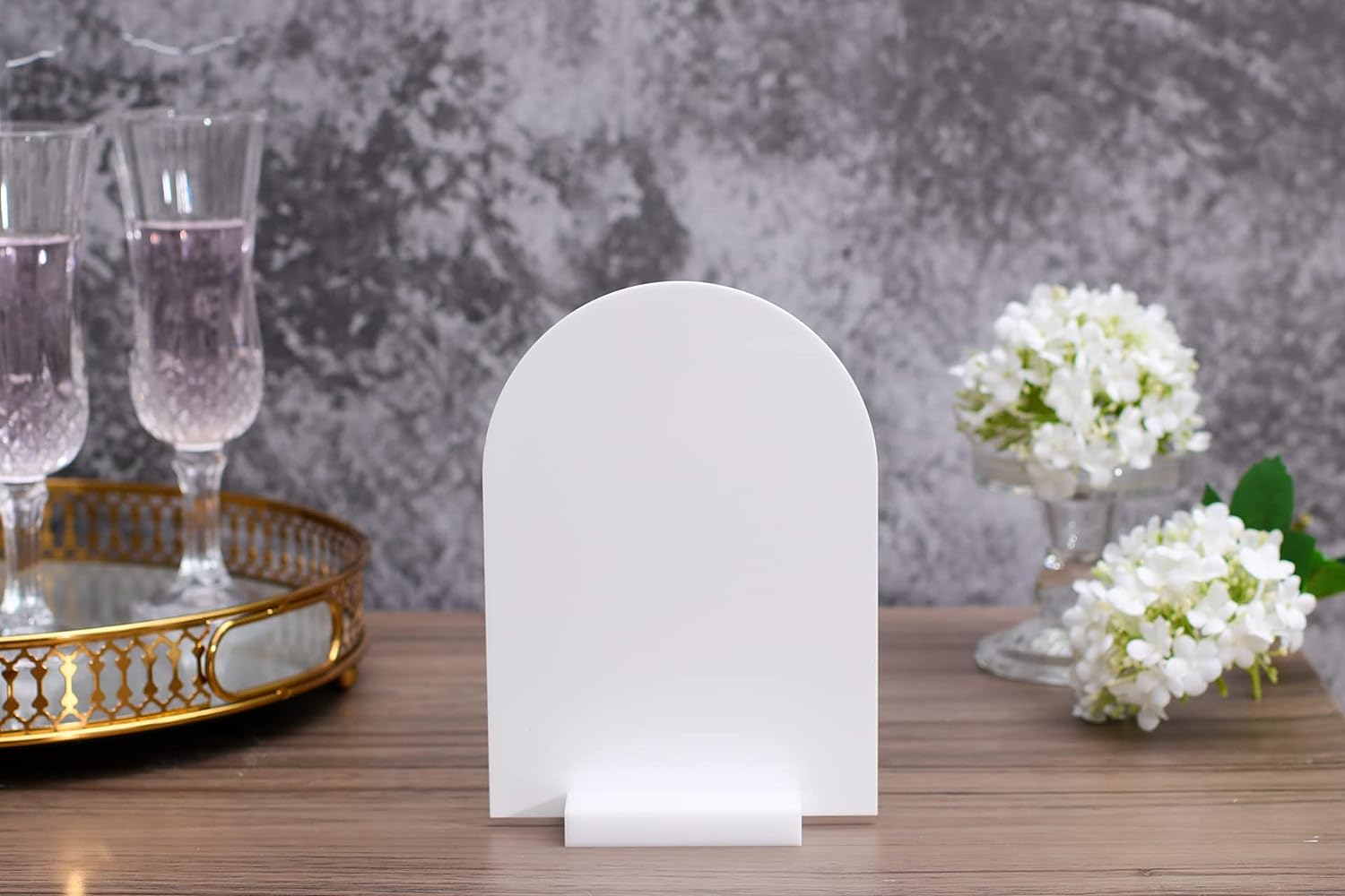 Uniqooo 3" White Acrylic Stand, Table Sign Holder, 1/8" Wide Slot, 300 Pack, Wholesale