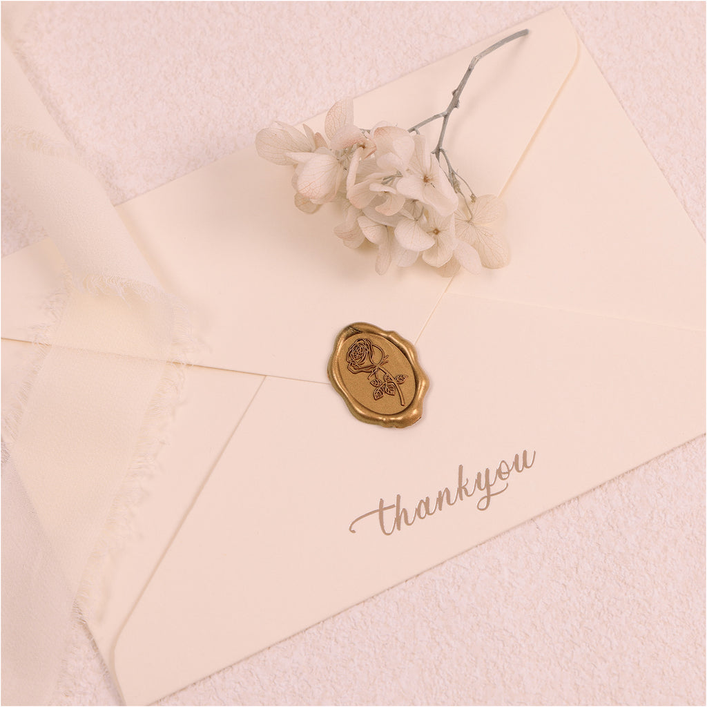 Wax Seal Stickers - Rose Oval Wedding Invitation Envelope Seal Stickers, 50 Pcs Self- Adhesive Antique Gold Stickers