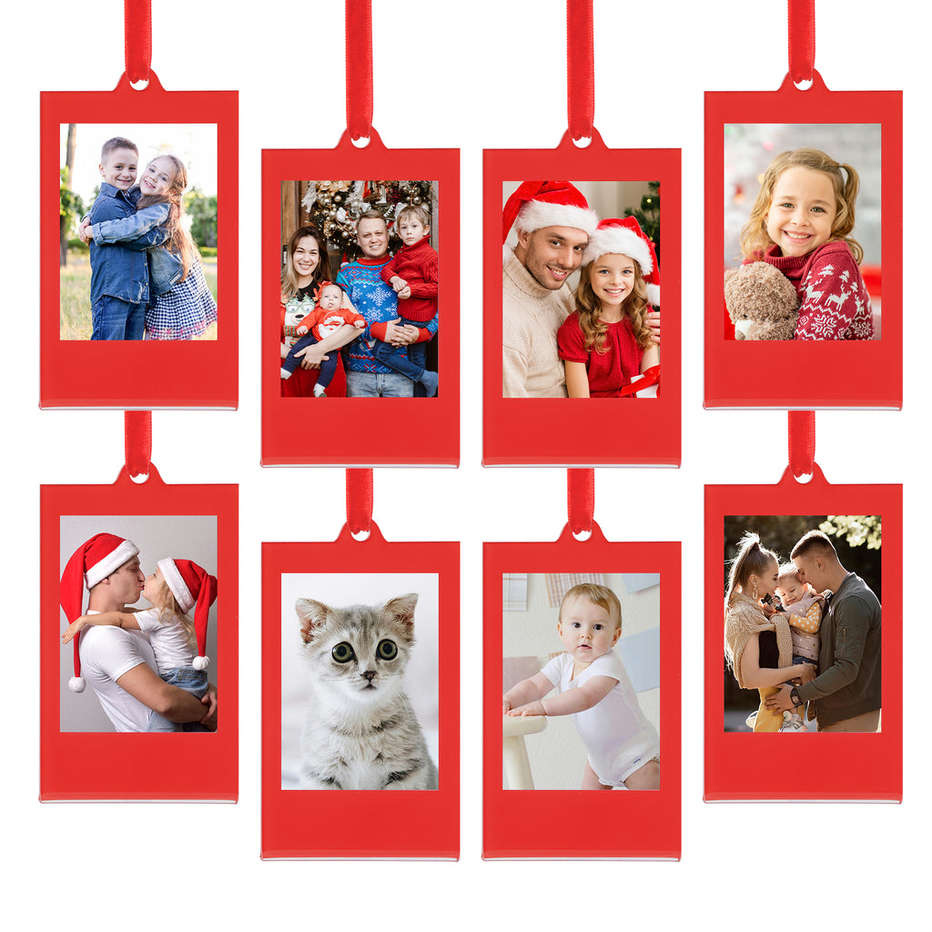 8 Pcs Christmas Instax Red Acrylic Picture Frames 8.6 * 5.4cm Fujifilm Polaroid Picture Ornaments