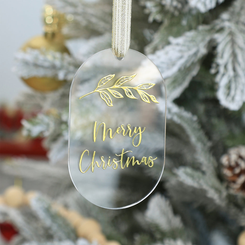 18 Pack 4'' Clear Acrylic Arch Oval Shape Christmas Ornament, 3mm Extra Thick DIY Blank Christmas Bauble Tree Decoration