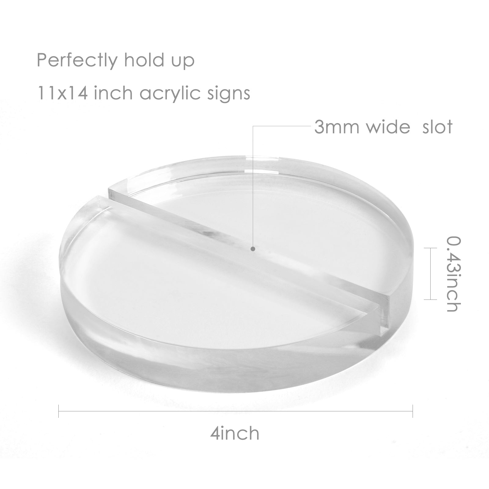 UNIQOOO 4" Clear Acrylic Round Stand |3mm Double-sided Slot Wedding Sign Holders, Perfect for Wedding, Table Number, Exhibition, Office, Restaurant, Business, 4 Count