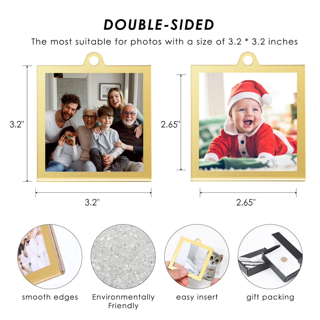 Pcs 3.2 x 3.2 inch Christmas Acrylic Gold Photo Frame Ornaments for Display Picture