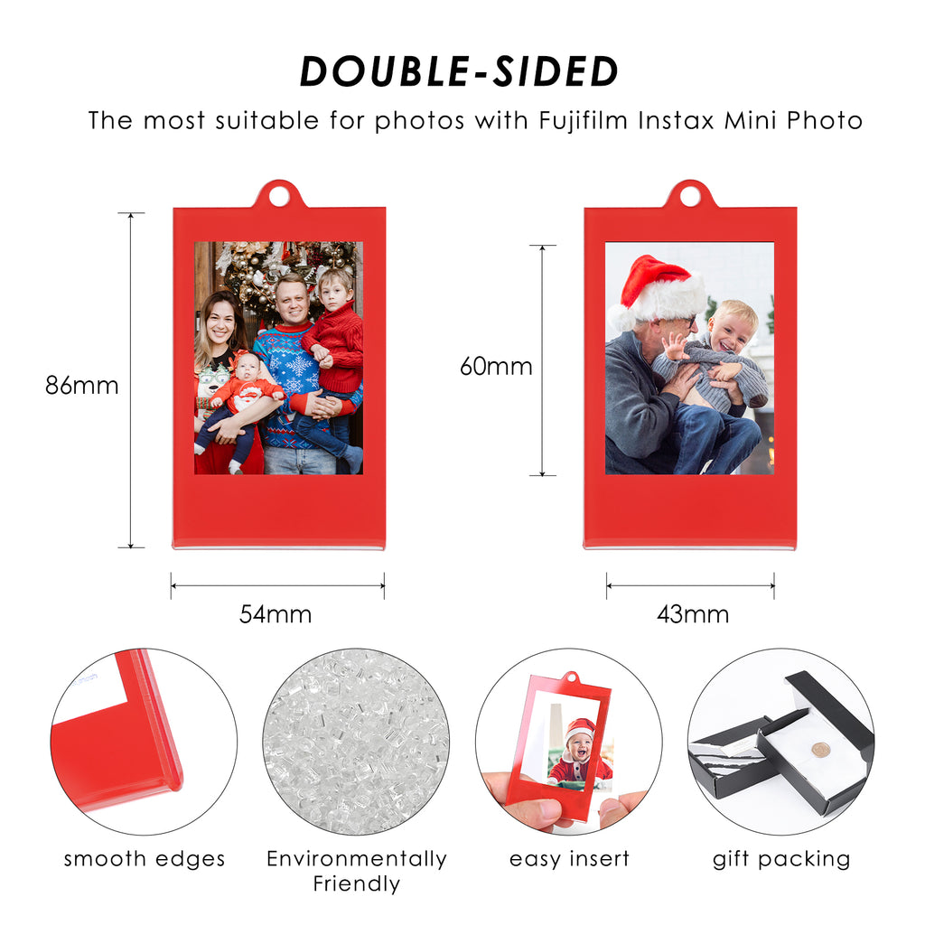 8 Pcs Christmas Instax Red Acrylic Picture Frames 8.6 * 5.4cm Fujifilm Polaroid Picture Ornaments