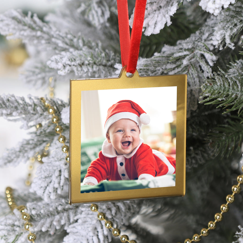 Pcs 3.2 x 3.2 inch Christmas Acrylic Gold Photo Frame Ornaments for Display Picture