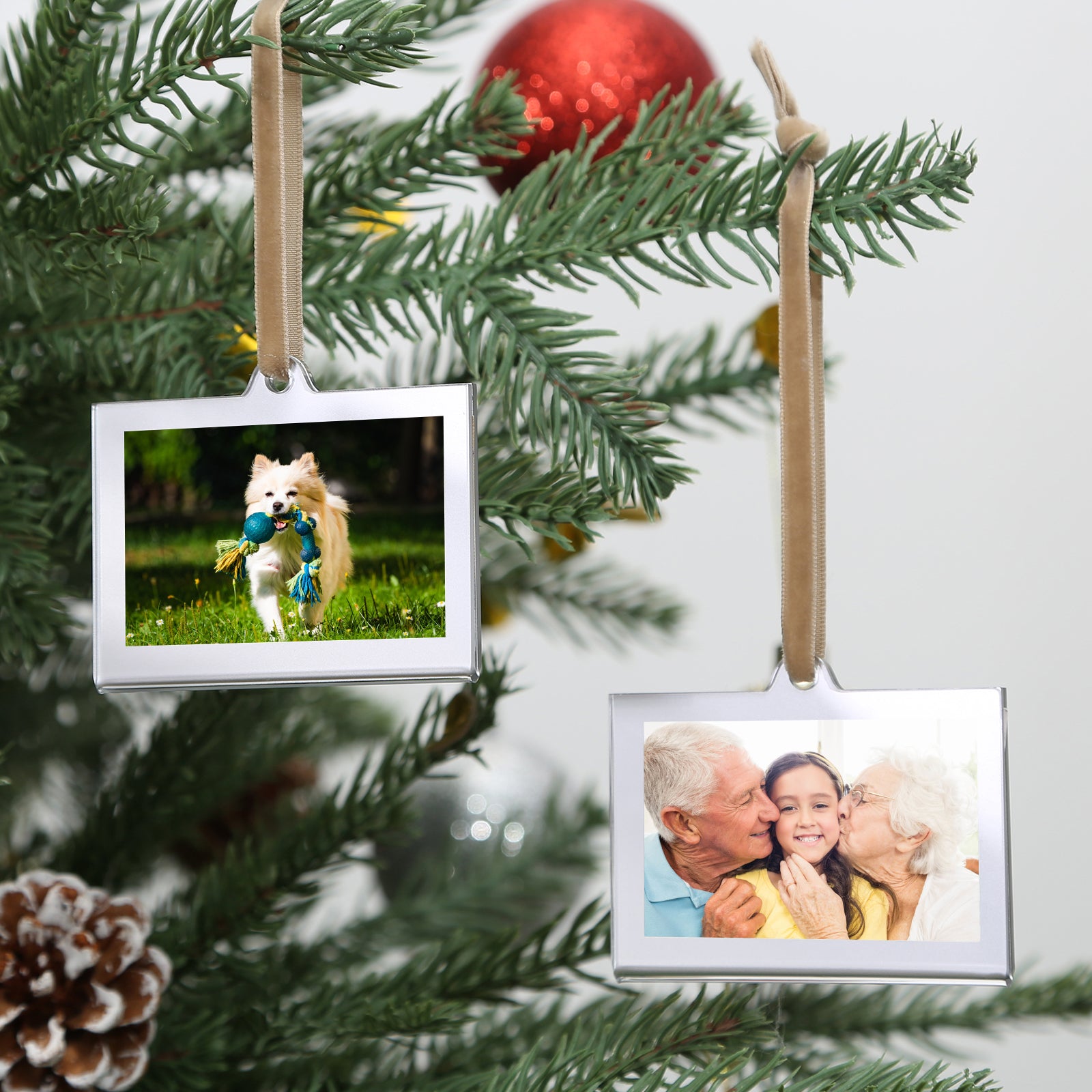 Christmas Photo Acrylic Ornament Frames, 3x2 Inches,8 Pack Silver Frames for Picture,Double-Sided Picture Frames