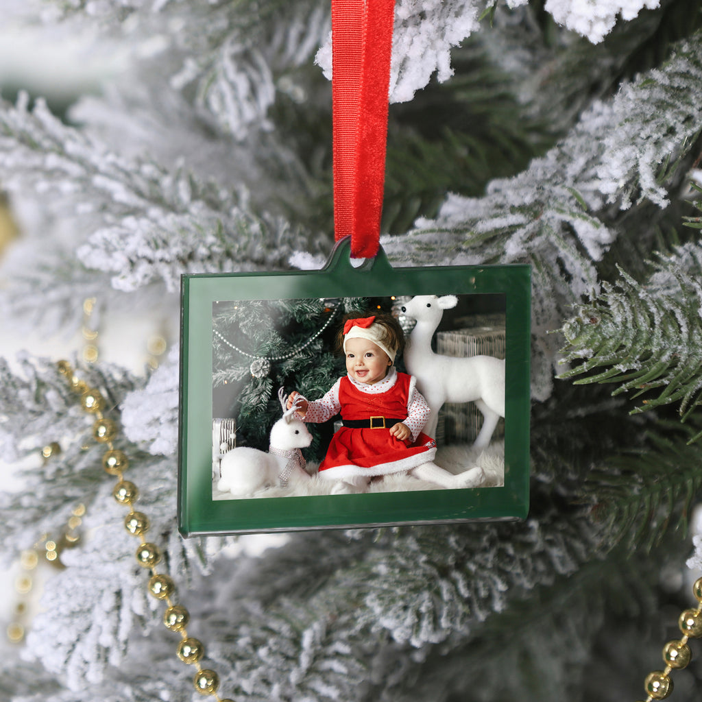 8 Pcs 3 x 2 inch Christmas Acrylic Green Photo Frame Ornaments for Display Picture