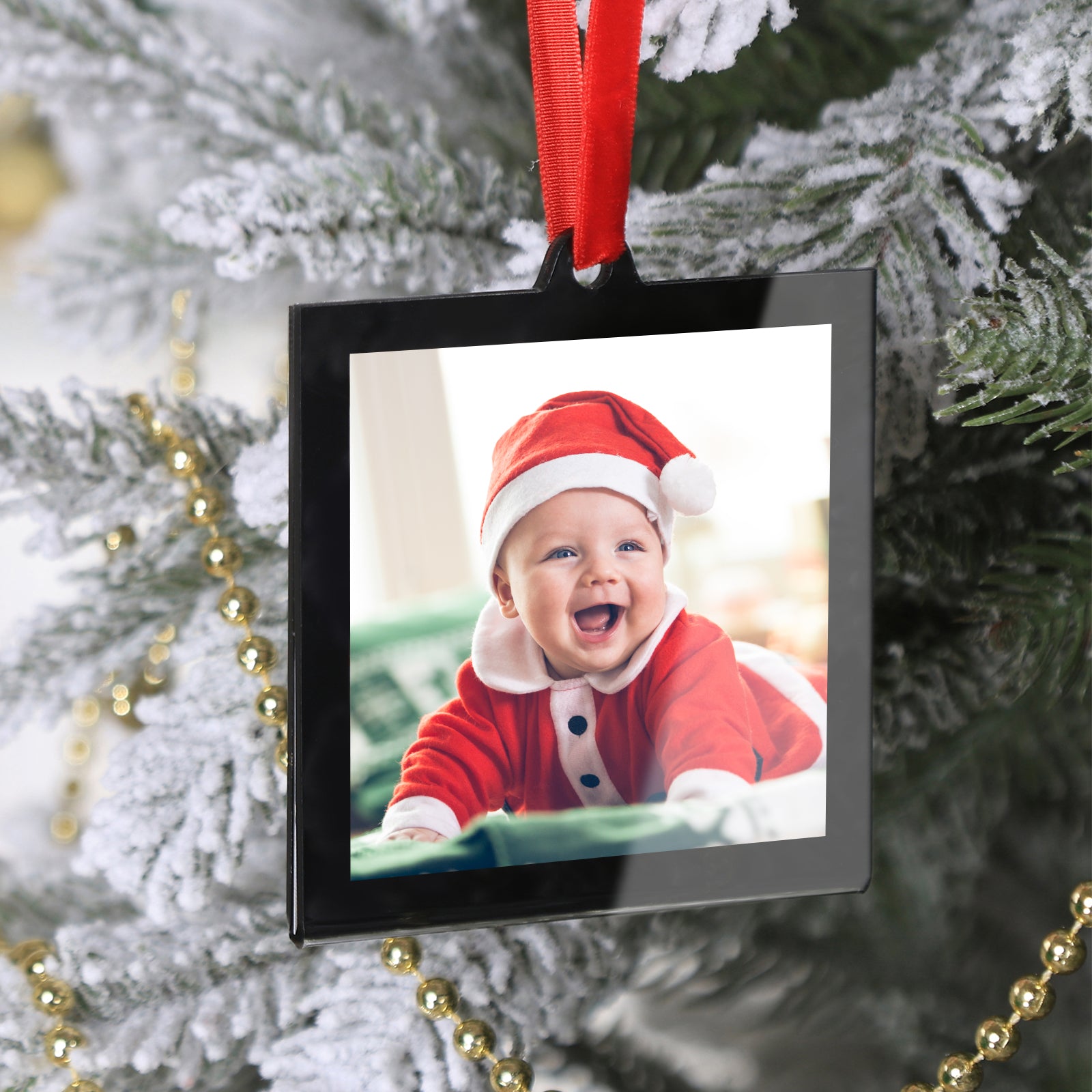 6 Pcs 3.2 x 3.2 inch Christmas Acrylic Black Photo Frame Ornaments for Display Picture