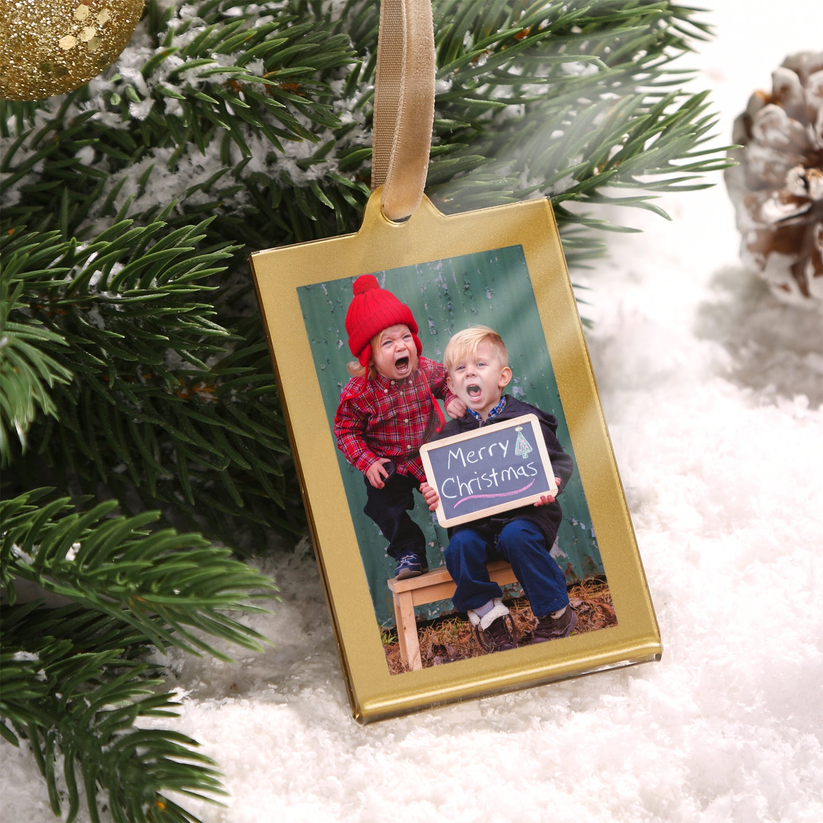 Christmas Photo Acrylic Ornament Frames, 2x3 Inches,8 Pack Gold Frames for Picture,Double-Sided Picture Frames