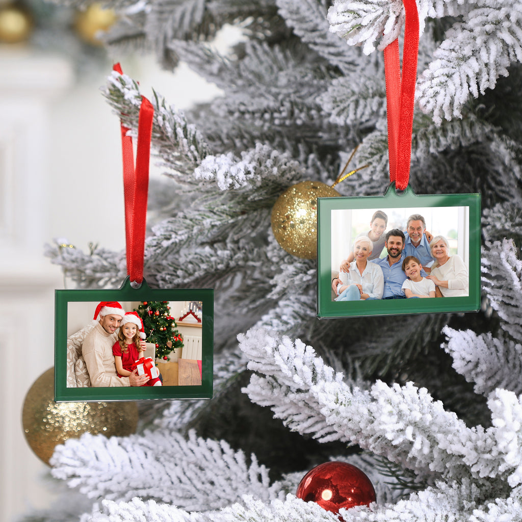 8 Pcs 3 x 2 inch Christmas Acrylic Green Photo Frame Ornaments for Display Picture