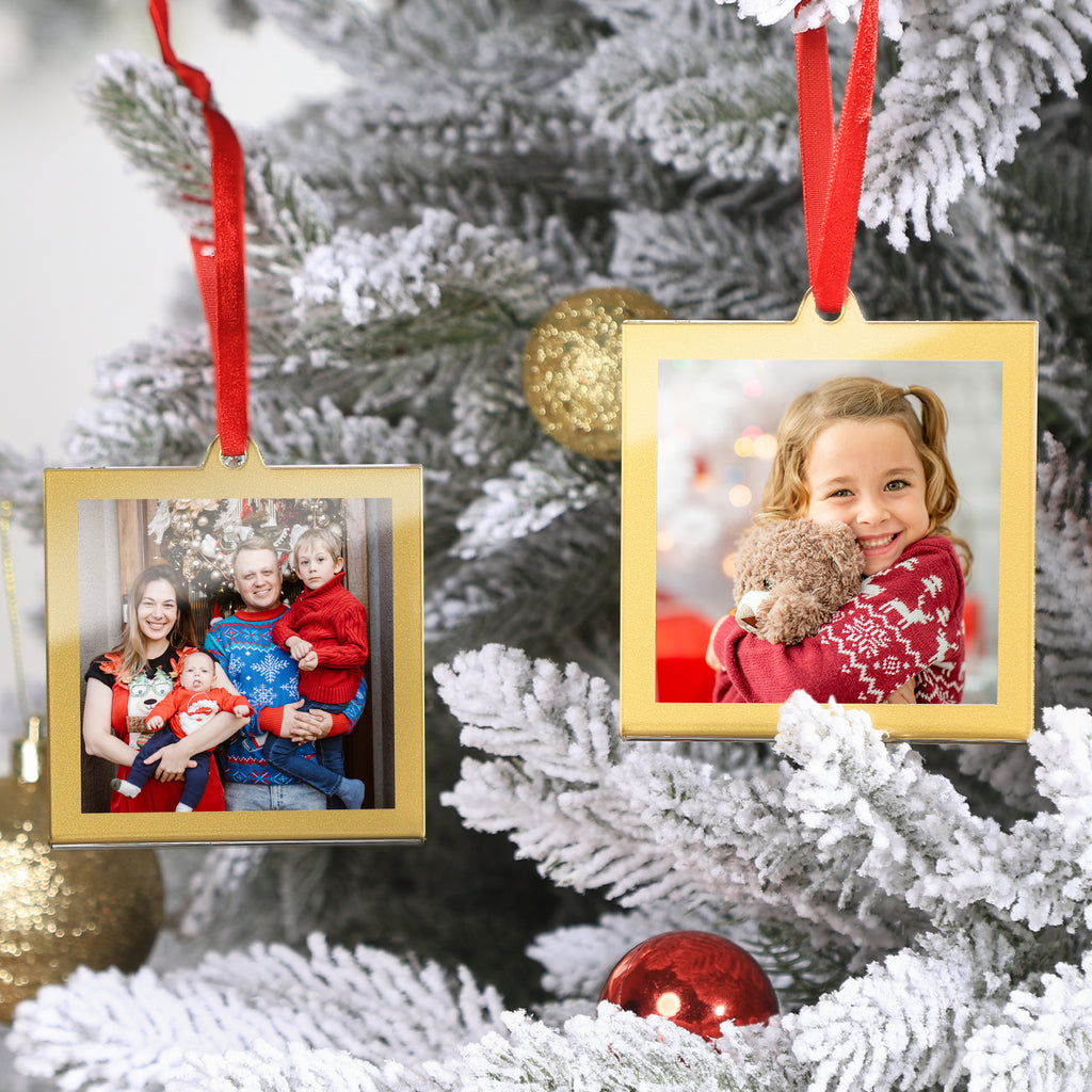 Pcs 3.2 x 3.2 inch Christmas Acrylic Gold Photo Frame Ornaments for Display Picture