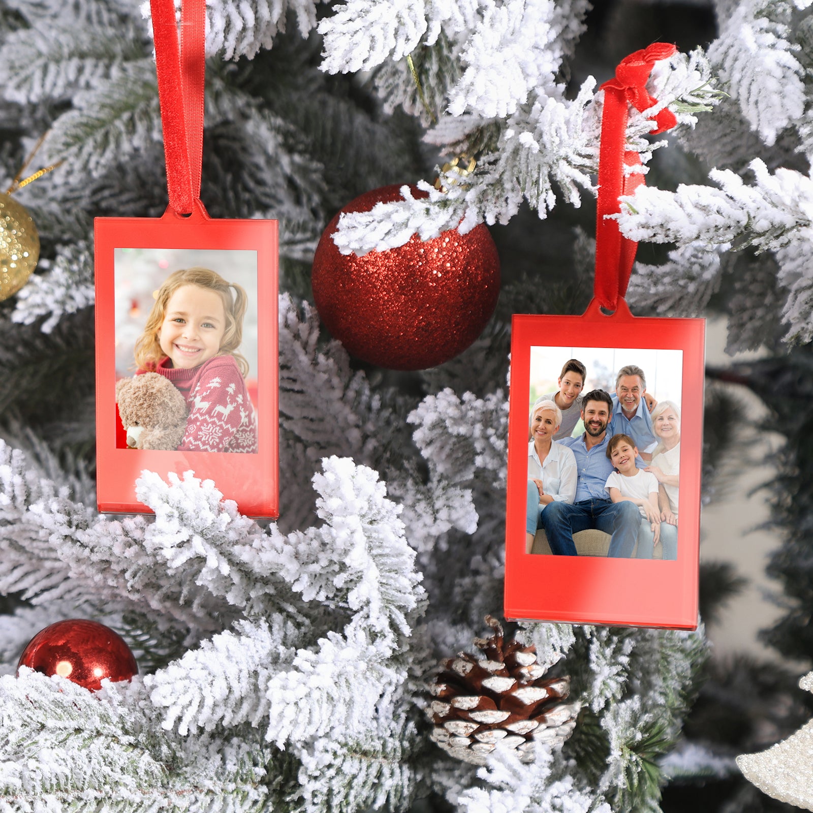 8 Pcs Christmas Instax Red Acrylic Picture Frames 8.6 * 5.4cm Fujifilm Polaroid Picture Ornaments