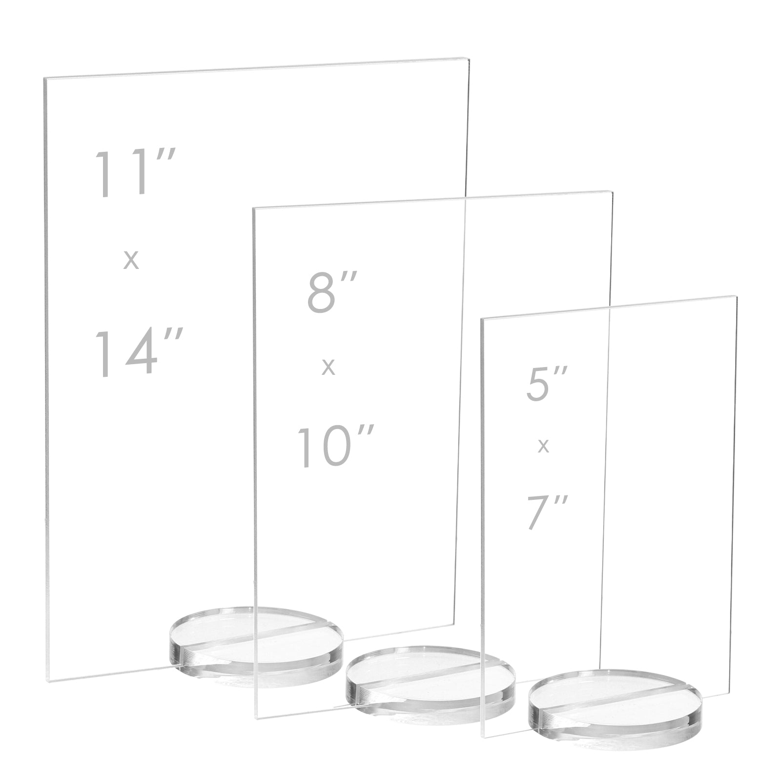 UNIQOOO 4" Clear Acrylic Round Stand |3mm Double-sided Slot Wedding Sign Holders, Perfect for Wedding, Table Number, Exhibition, Office, Restaurant, Business, 4 Count