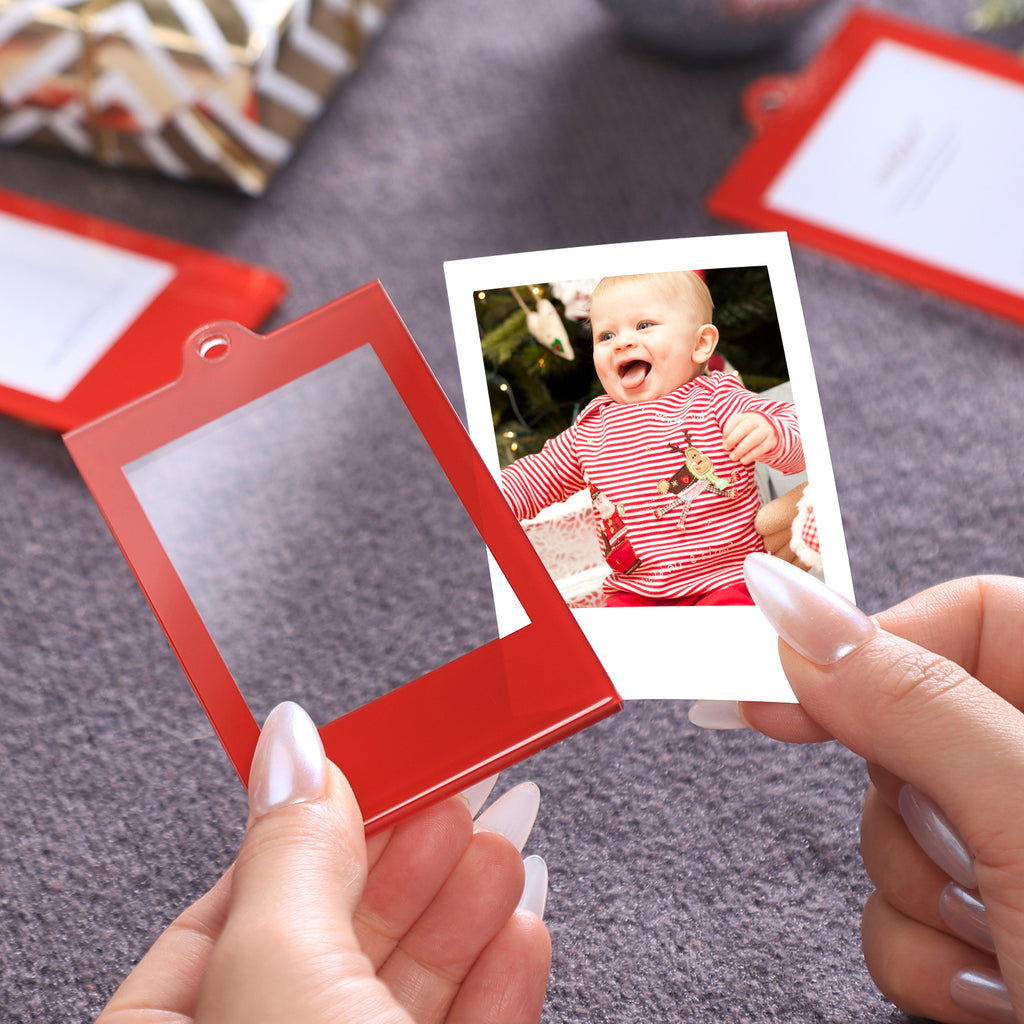 8 Pcs Christmas Instax Red Acrylic Picture Frames 8.6 * 5.4cm Fujifilm Polaroid Picture Ornaments