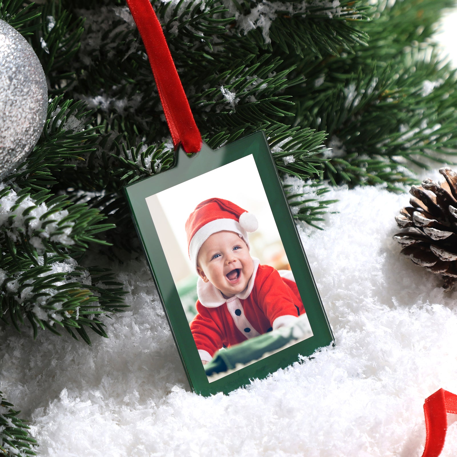 8 Pcs 2 x 3 inch Christmas Acrylic Green Photo Frame Ornaments for Display Picture