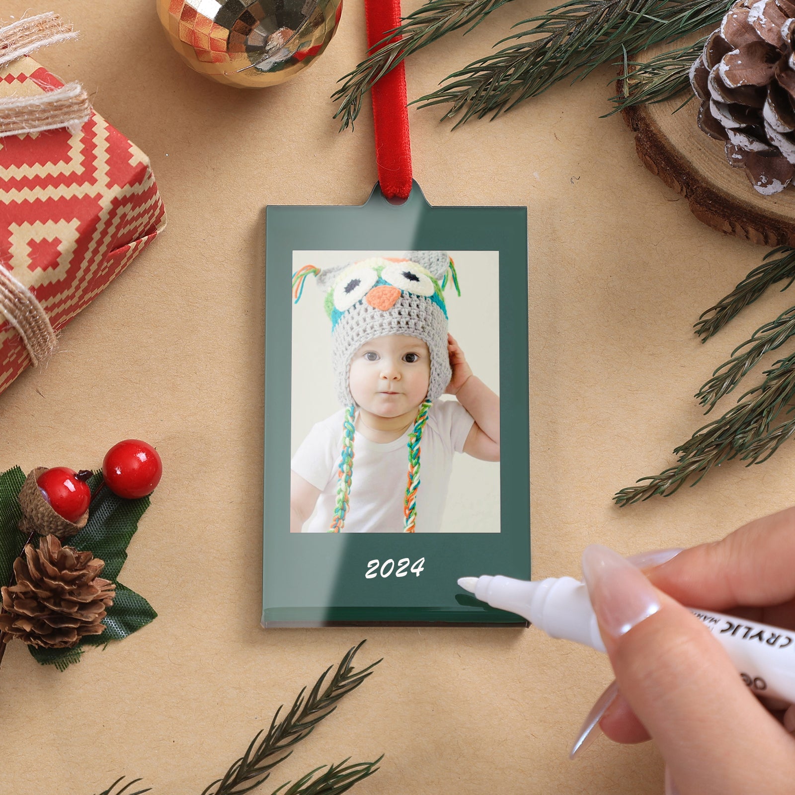 8 Pcs Christmas Instax Green Acrylic Picture Frames 8.6 * 5.4cm Fujifilm Polaroid Picture Ornaments