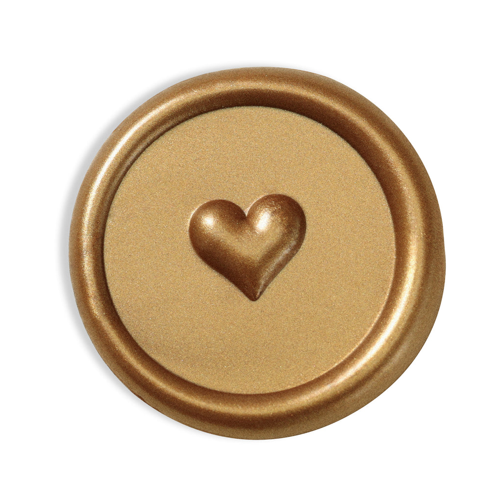 Wax Seal Stickers - 3D Heart Wedding Invitation Envelope Seal Stickers, 50 Pcs Self- Adhesive Antique Gold Stickers