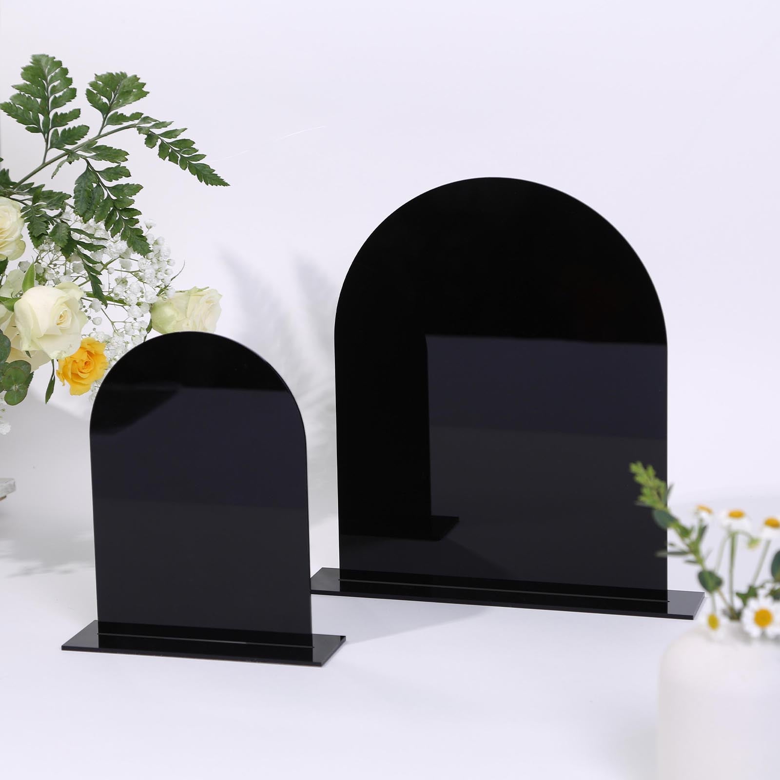 UNIQOOO Black Acrylic Arch Table Sign With Holders, 8x10 inches Wedding Table Numbers