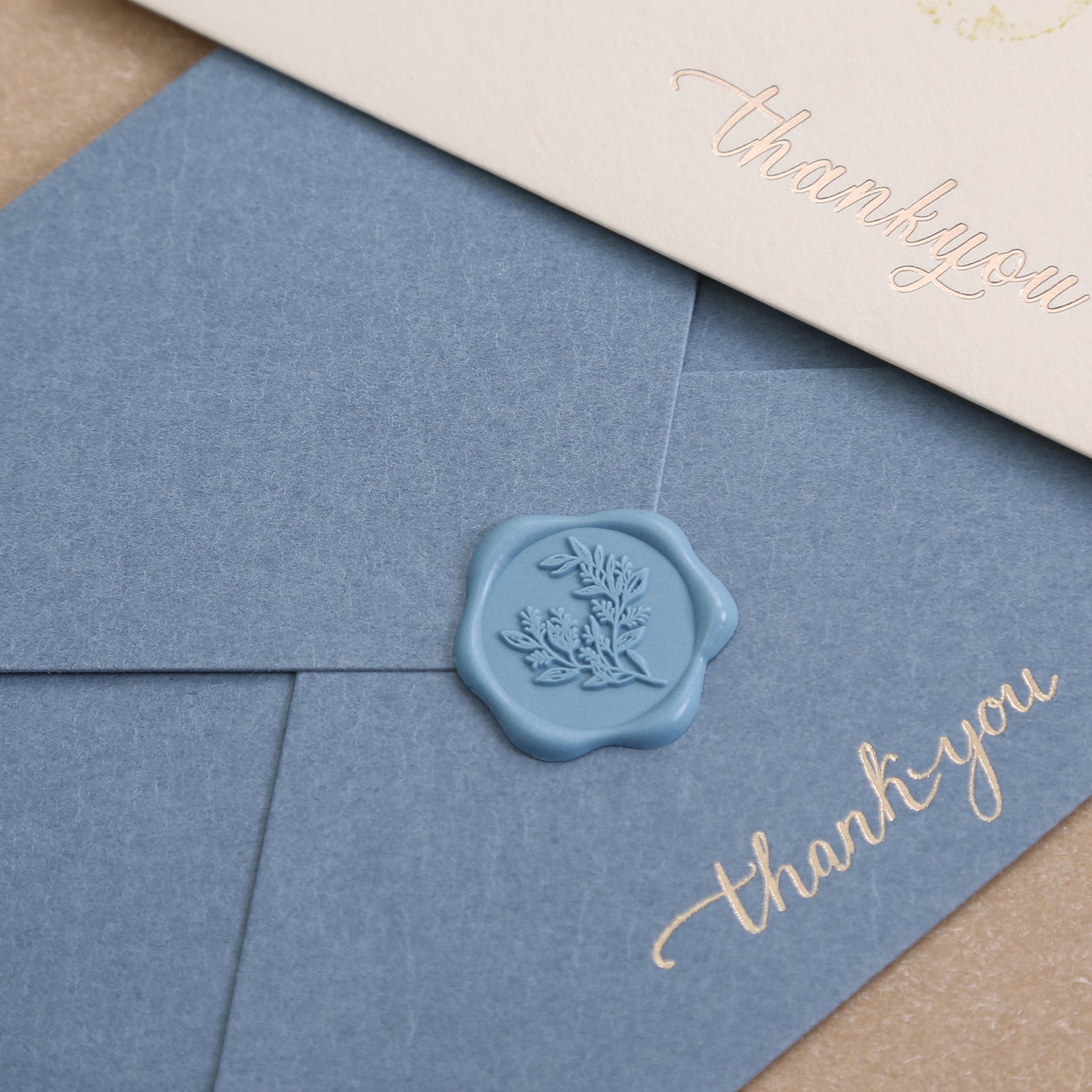 Wax Seal Stickers - Wedding Invitation Envelope Seal Stickers Self Adhesive Dusty Blue Stickers, Eucalyptus, 50pcs