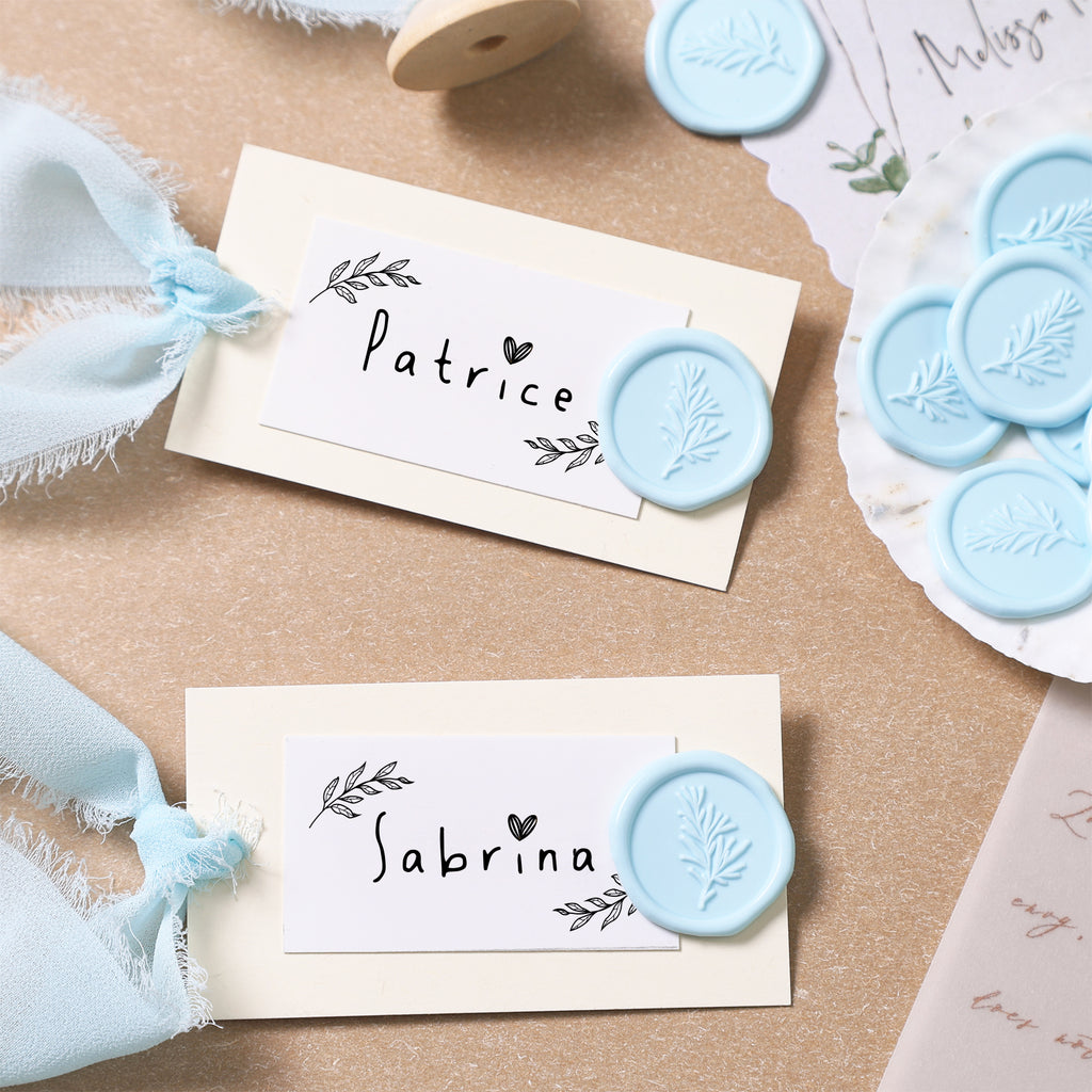 Wax Seal Stickers - Wedding Invitation Envelope Seal Stickers Self Adhesive Light Blue Stickers, Rosemary, 50pcs