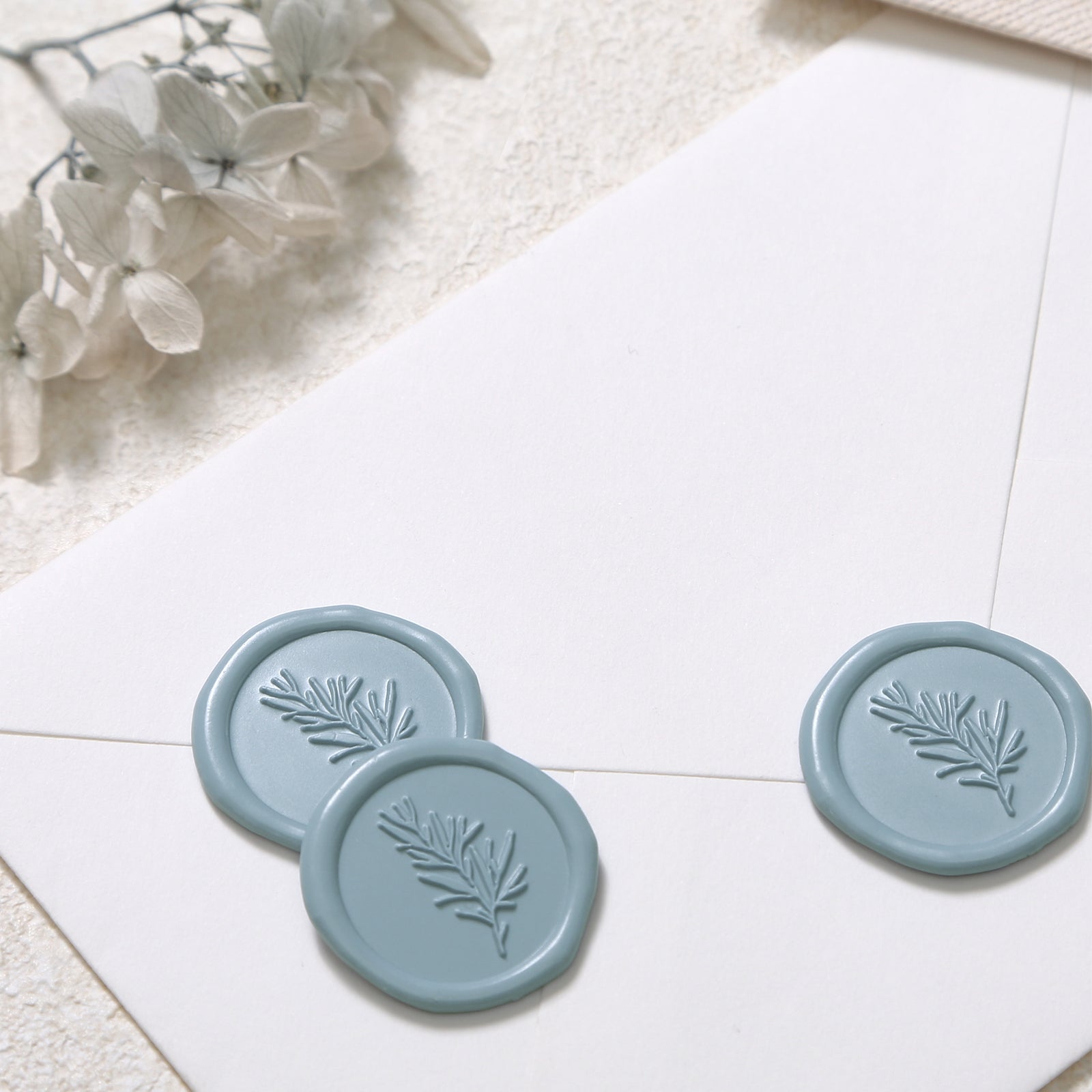 Wax Seal Stickers - Wedding Invitation Envelope Seal Stickers Self Adhesive Dusty Blue Stickers, Eucalyptus, 100pcs