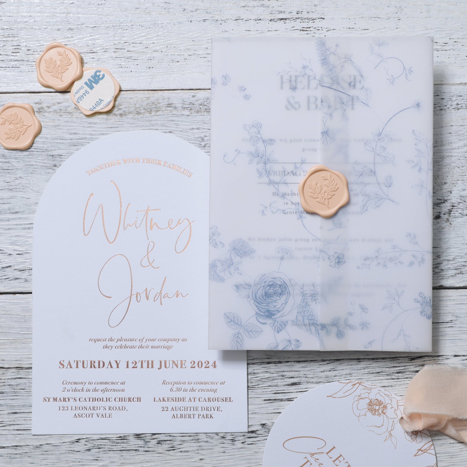 Wax Seal Stickers - Wedding Invitation Envelope Seal Stickers Self Adhesive Blush Pink Stickers, Eucalyptus, 50pcs