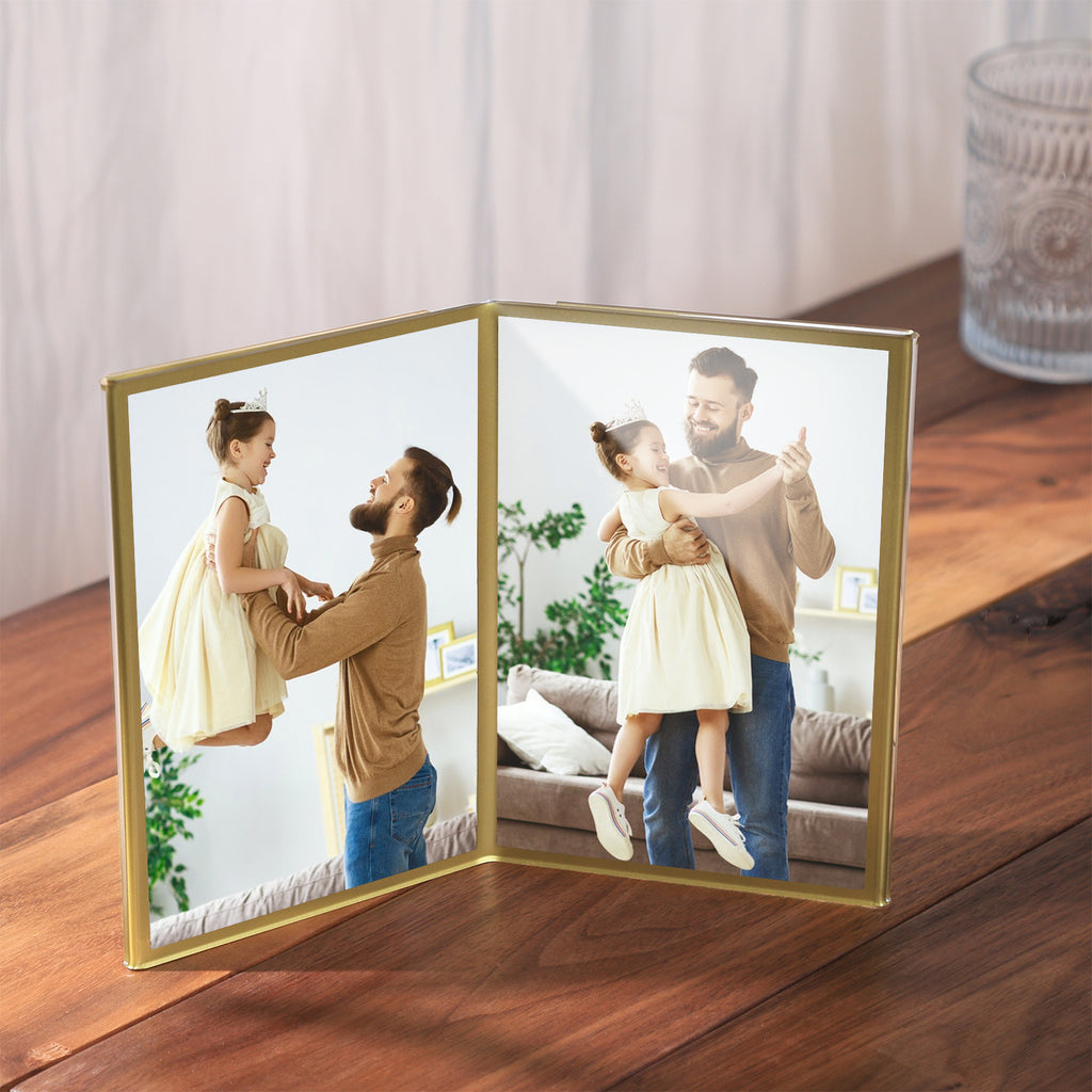 UNIQOOO 6 Pack Clear Acrylic 4x6 Double Picture Frame in Gold, Side by Side - Modern Dual-Sided Photo Frame