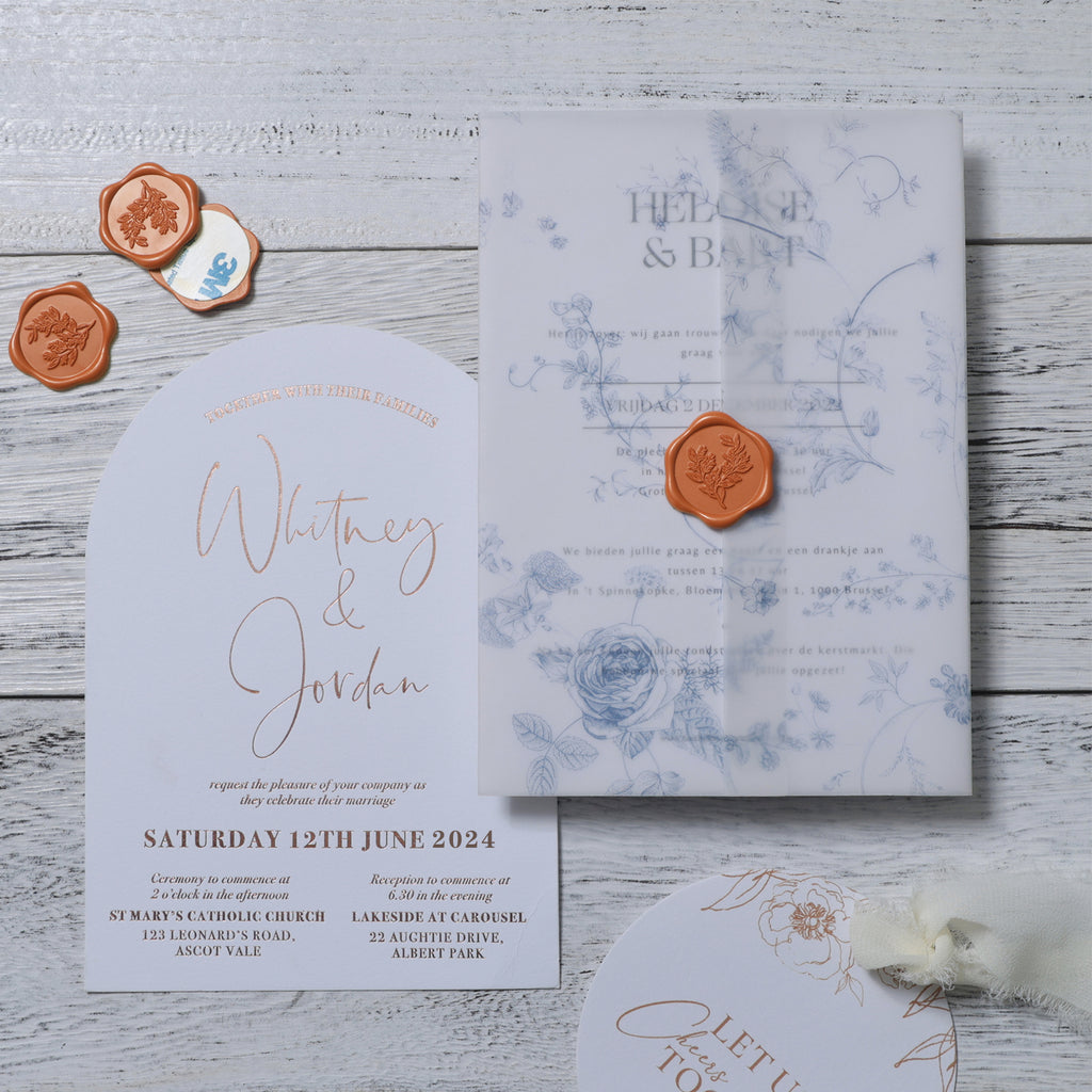 Wax Seal Stickers - Wedding Invitation Envelope Seal Stickers Self Adhesive Ruse Orange Terrecotta Stickers, Eucalyptus, 50pcs