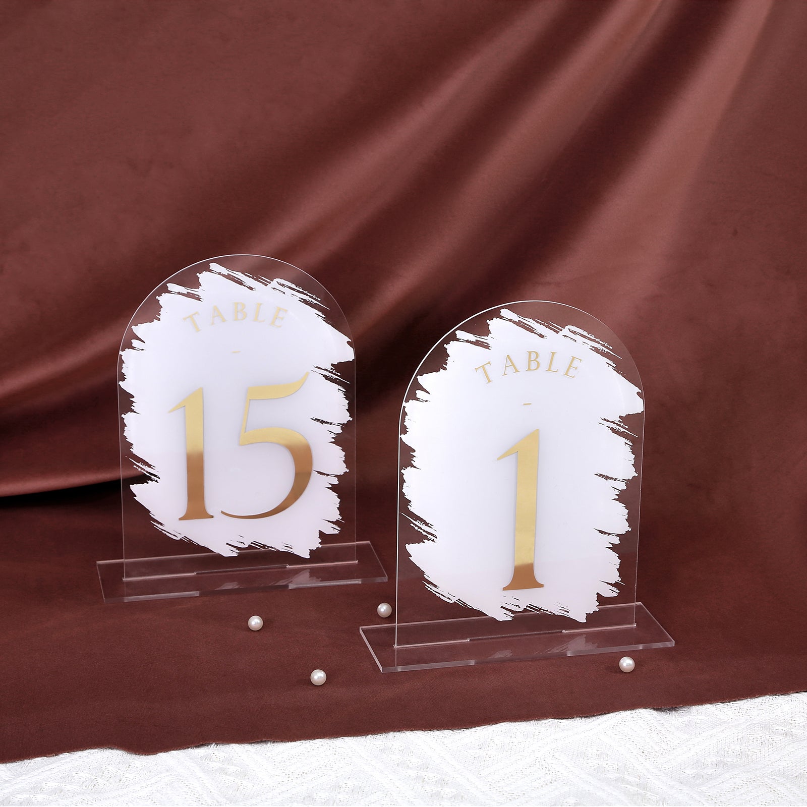 White Painted Arch Wedding Table Numbers with Stands 1-15