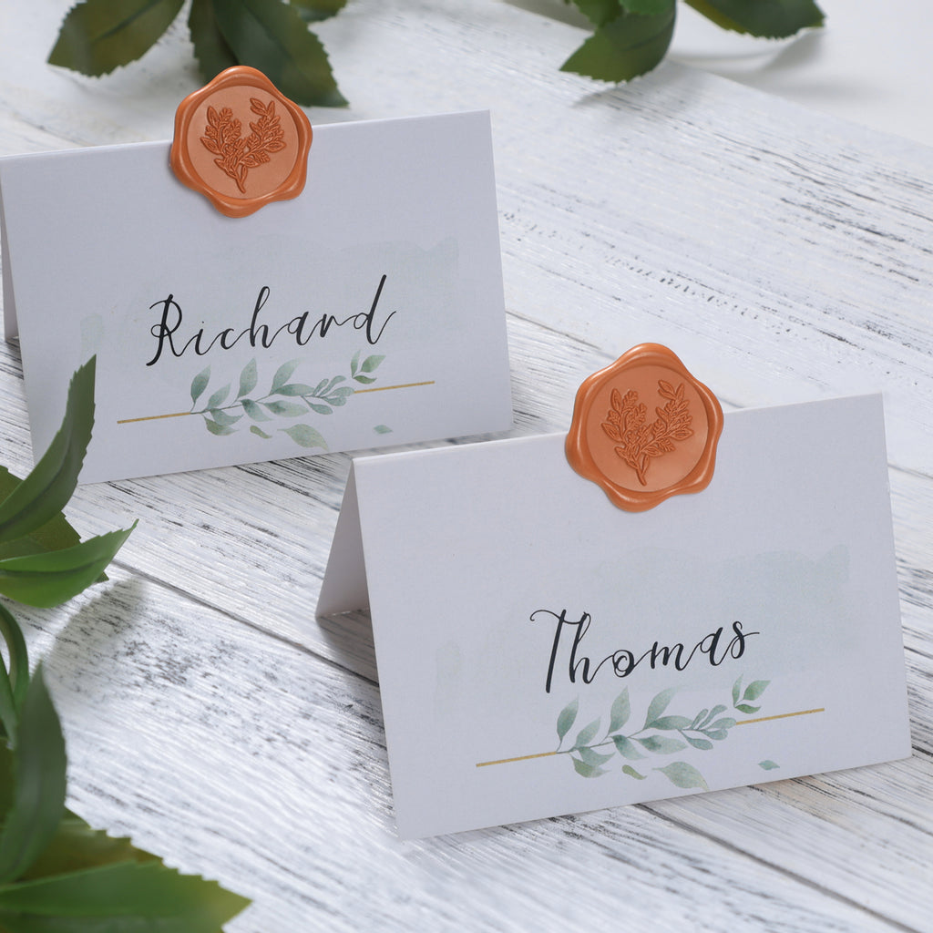 Wax Seal Stickers - Wedding Invitation Envelope Seal Stickers Self Adhesive Ruse Orange Terrecotta Stickers, Eucalyptus, 50pcs