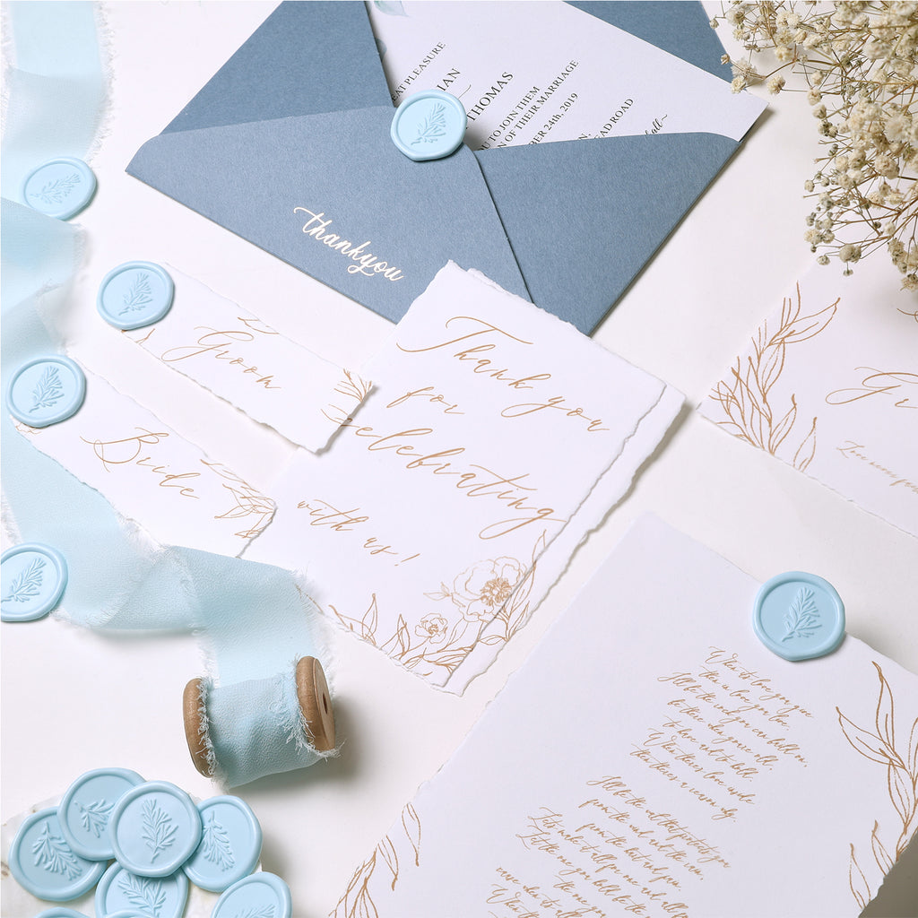 Wax Seal Stickers - Wedding Invitation Envelope Seal Stickers Self Adhesive Light Blue Stickers, Rosemary, 50pcs