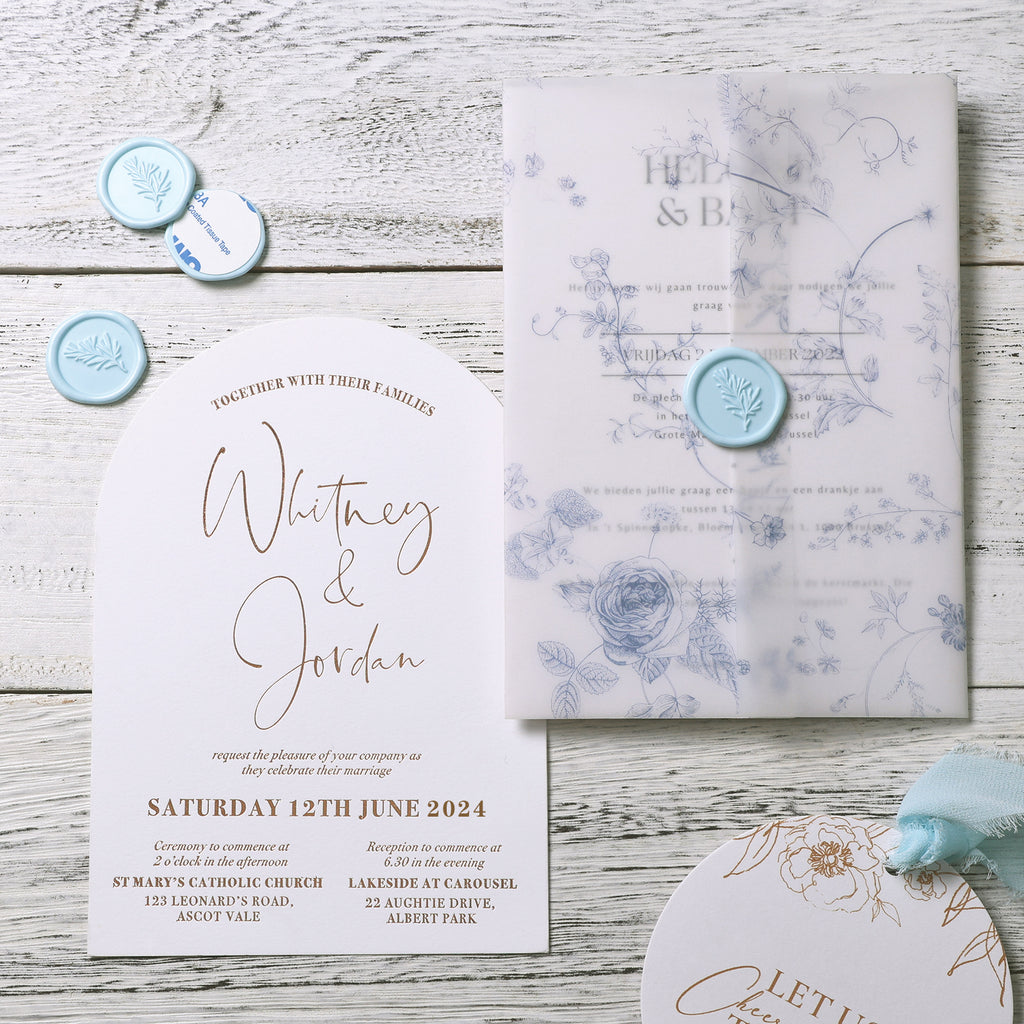 Wax Seal Stickers - Wedding Invitation Envelope Seal Stickers Self Adhesive Light Blue Stickers, Rosemary, 50pcs