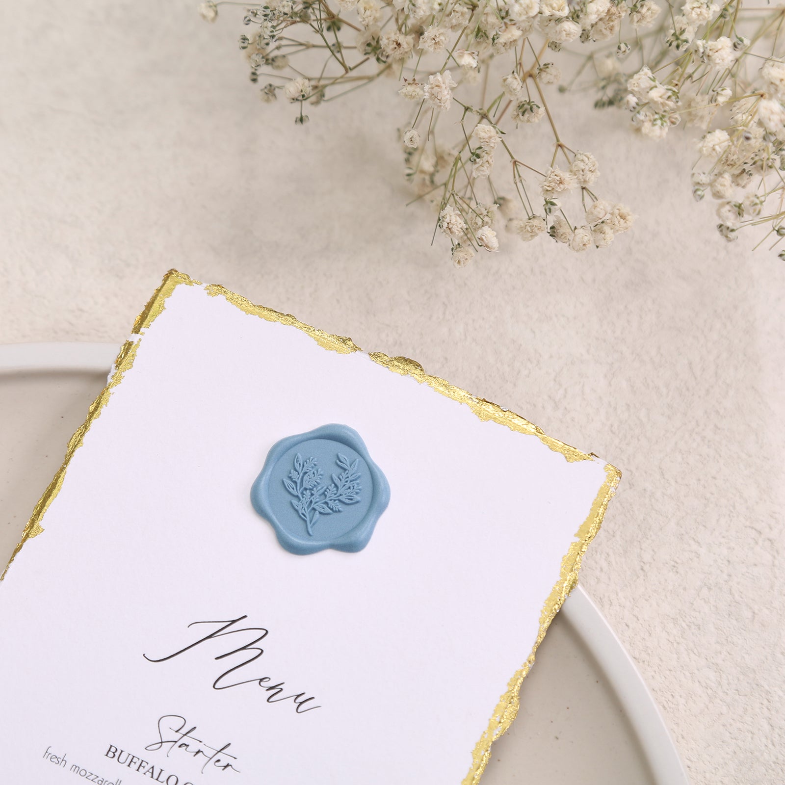 Wax Seal Stickers - Wedding Invitation Envelope Seal Stickers Self Adhesive Dusty Blue Stickers, Eucalyptus, 50pcs