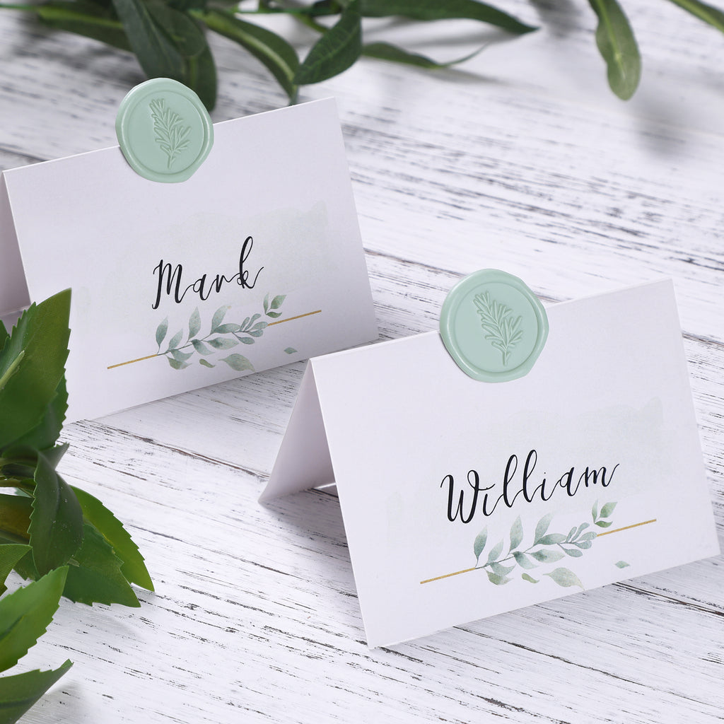 Wax Seal Stickers - Wedding Invitation Envelope Seal Stickers Self Adhesive Silver Sage Stickers, Rosemary, 50pcs