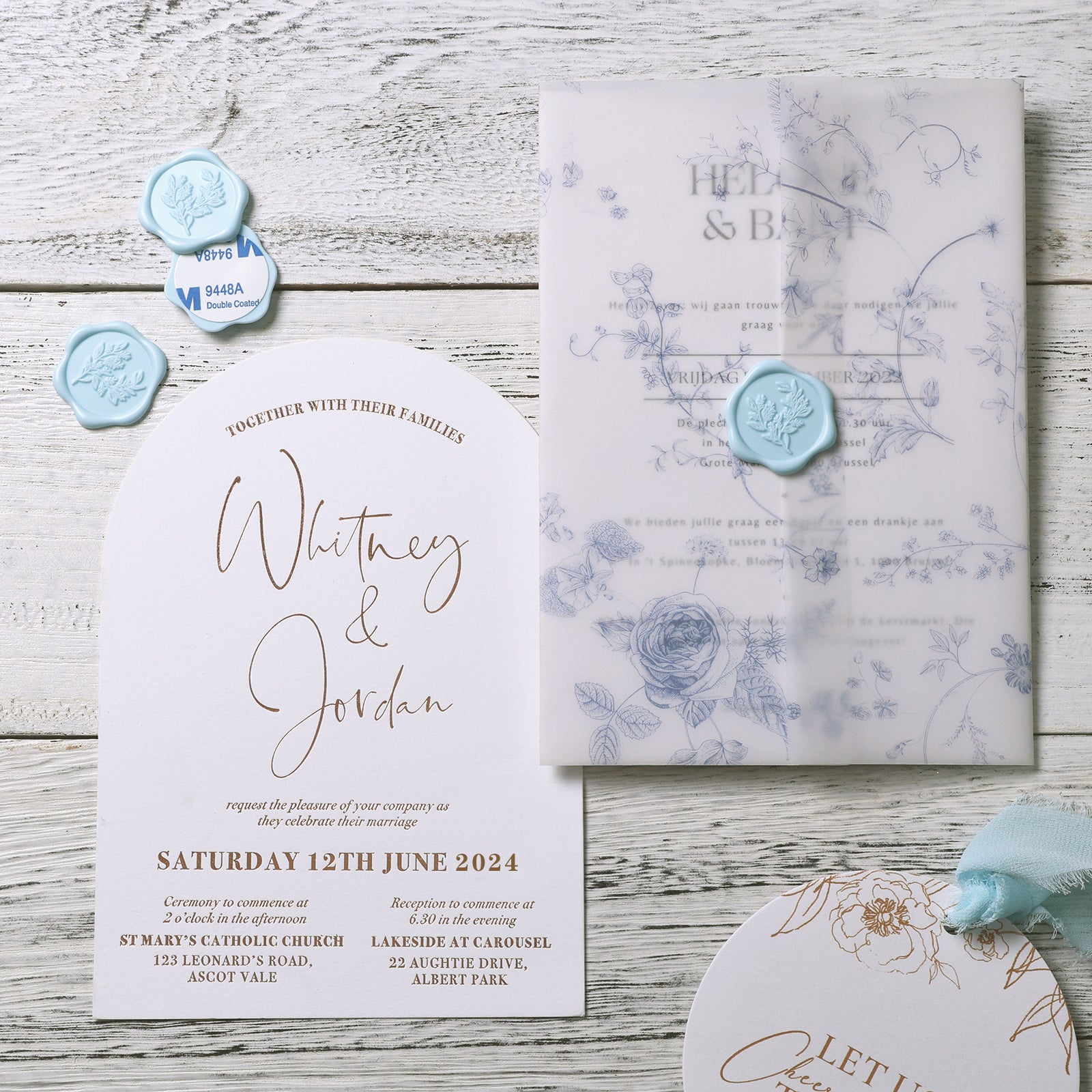 Wax Seal Stickers - Wedding Invitation Envelope Seal Stickers Self Adhesive Light Blue Stickers, Eucalyptus, 50pcs