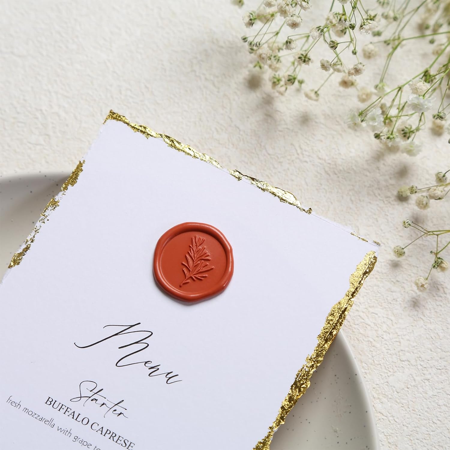 Wax Seal Stickers - Wedding Invitation Envelope Seal Stickers Self Adhesive Terra Cotta Orange Stickers,Rosemary, 50pcs