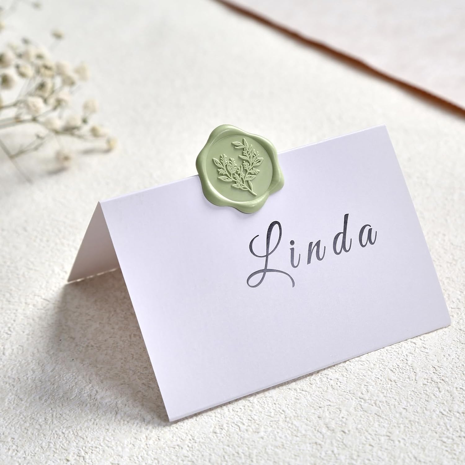 Wax Seal Stickers - Wedding Invitation Envelope Seal Stickers Self Adhesive Sage Green Stickers, Eucalyptus, 50pcs