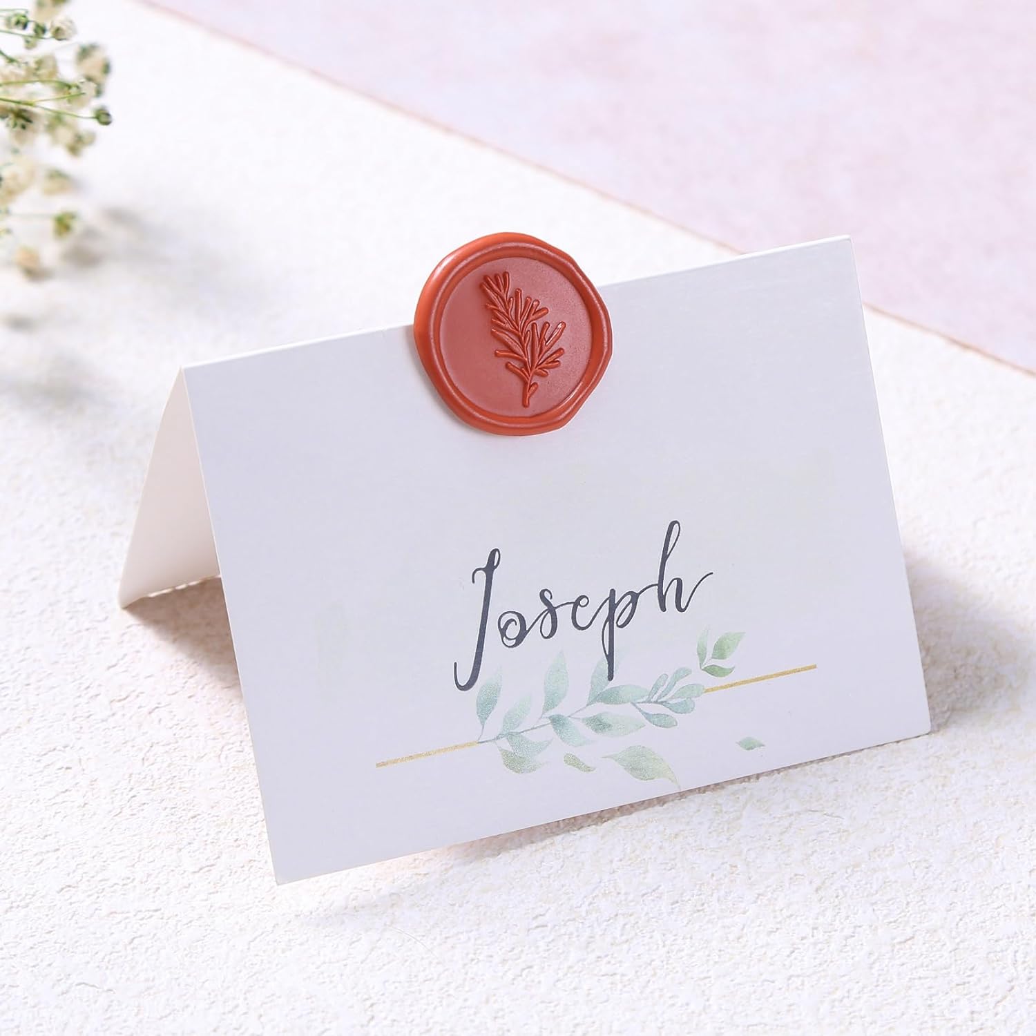 Wax Seal Stickers - Wedding Invitation Envelope Seal Stickers Self Adhesive Terra Cotta Orange Stickers,Rosemary, 50pcs