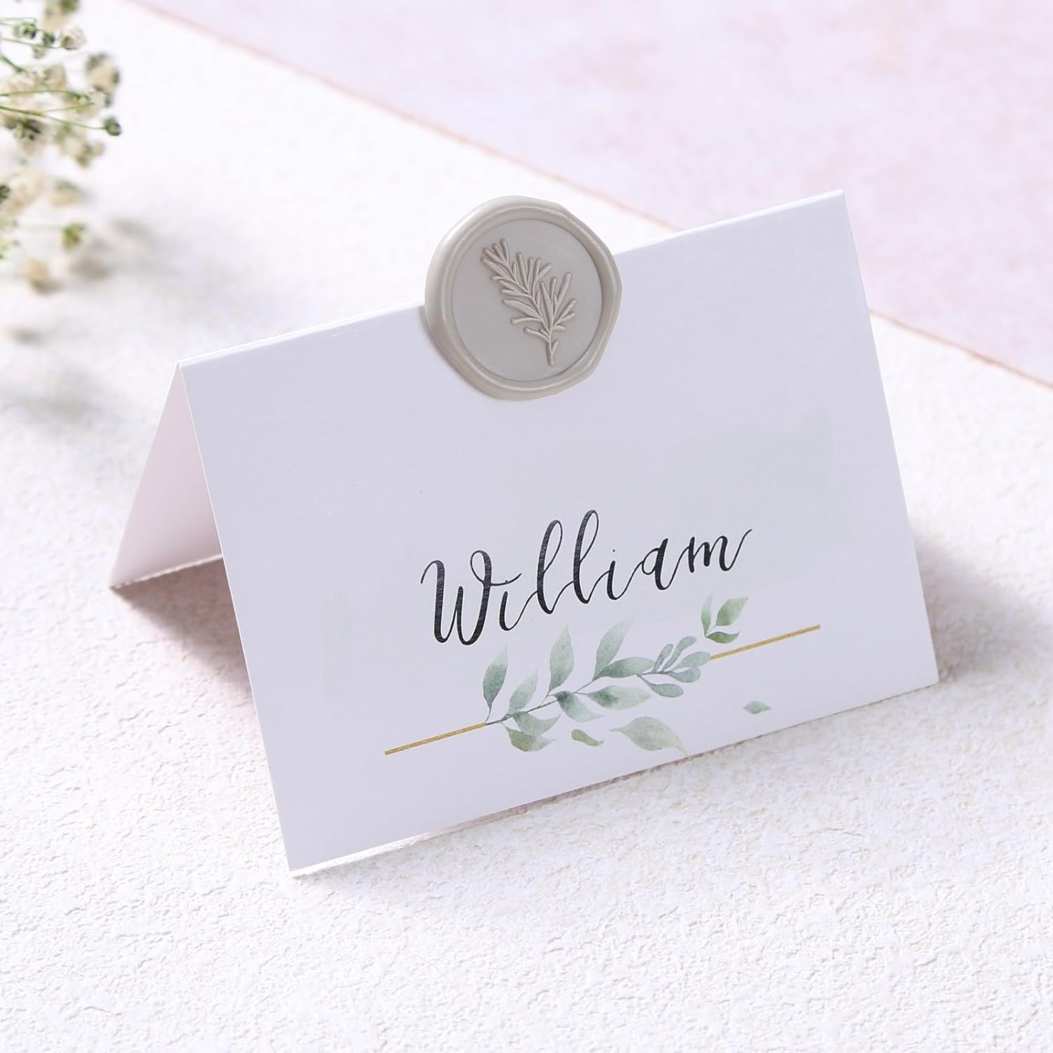 Wax Seal Stickers - Wedding Invitation Envelope Seal Stickers Self Adhesive Warm Grey Stickers, Rosemary, 50pcs