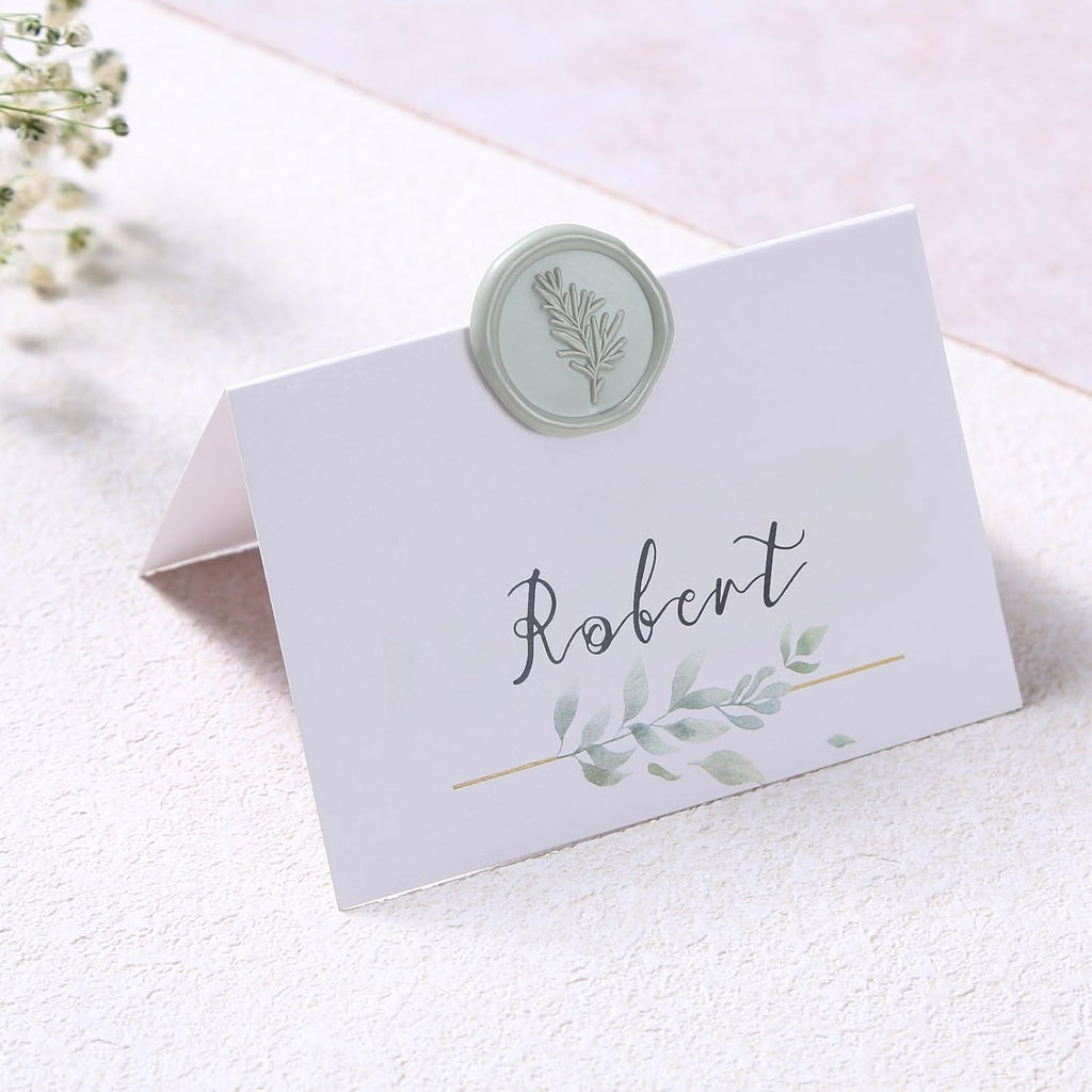 Wax Seal Stickers - Wedding Invitation Envelope Seal Stickers Self Adhesive Dusty Green Stickers, Rosemary, 50pcs