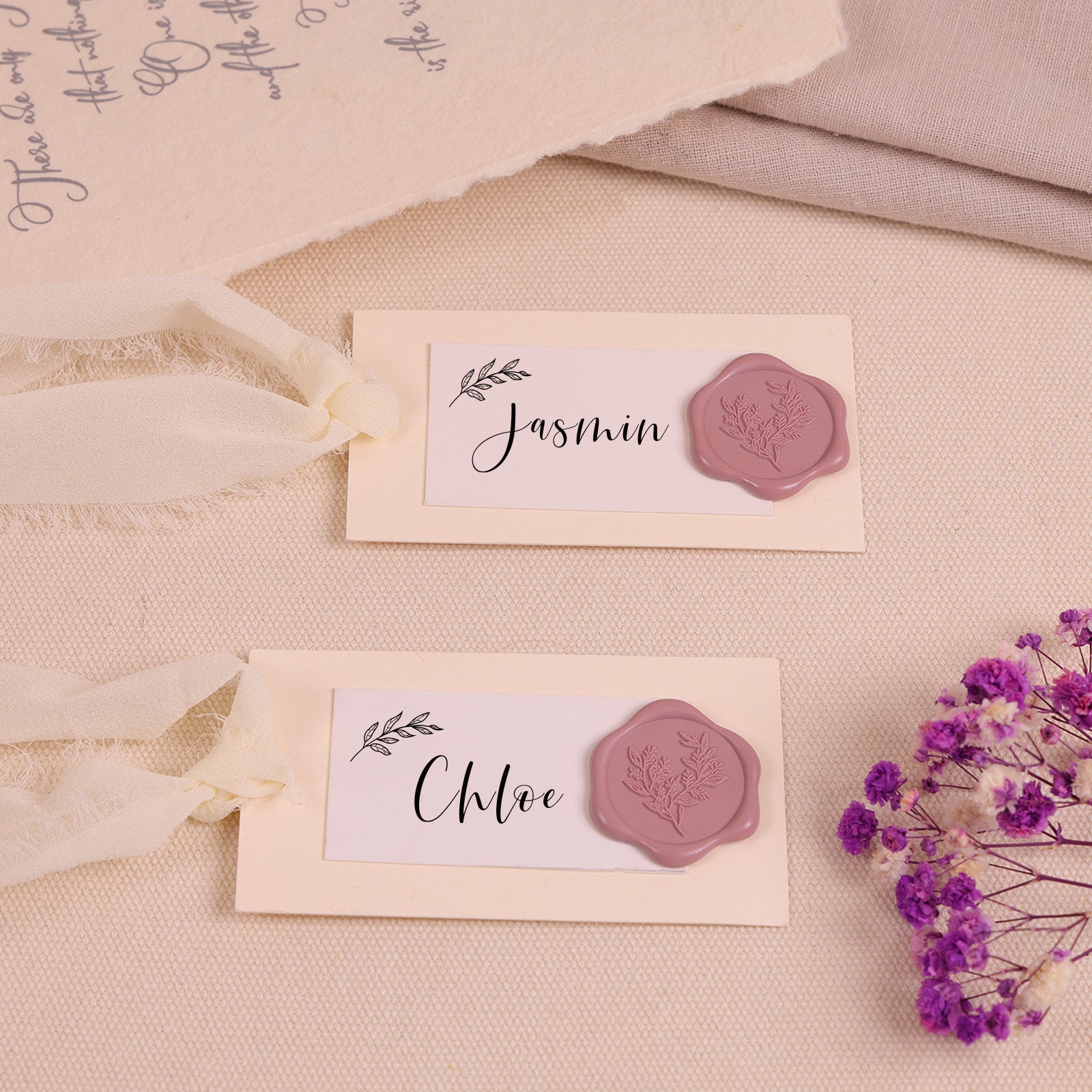 Wax Seal Stickers - Eucalyptus Wedding Invitation Envelope Seal Stickers, 50 Pcs Self- Adhesive Dusty Mauve Stickers