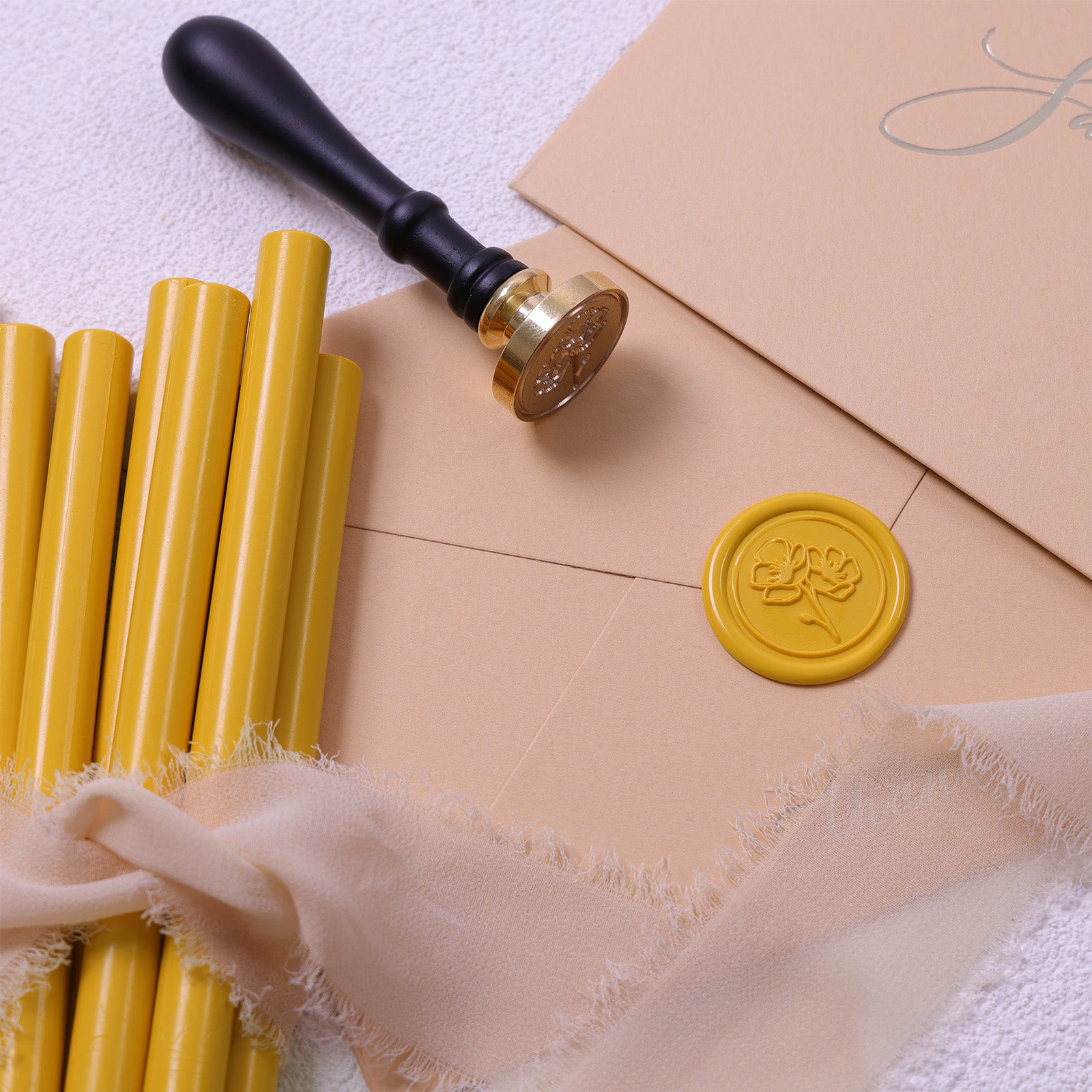 Mustard Yellow Sealing Wax Sticks, 8 Pack