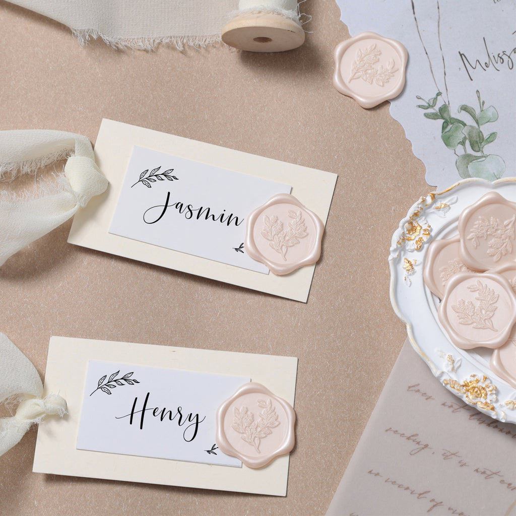 Wax Seal Stickers - Wedding Invitation Envelope Seal Stickers Self Adhesive Champagne Stickers, Eucalyptus, 50pcs