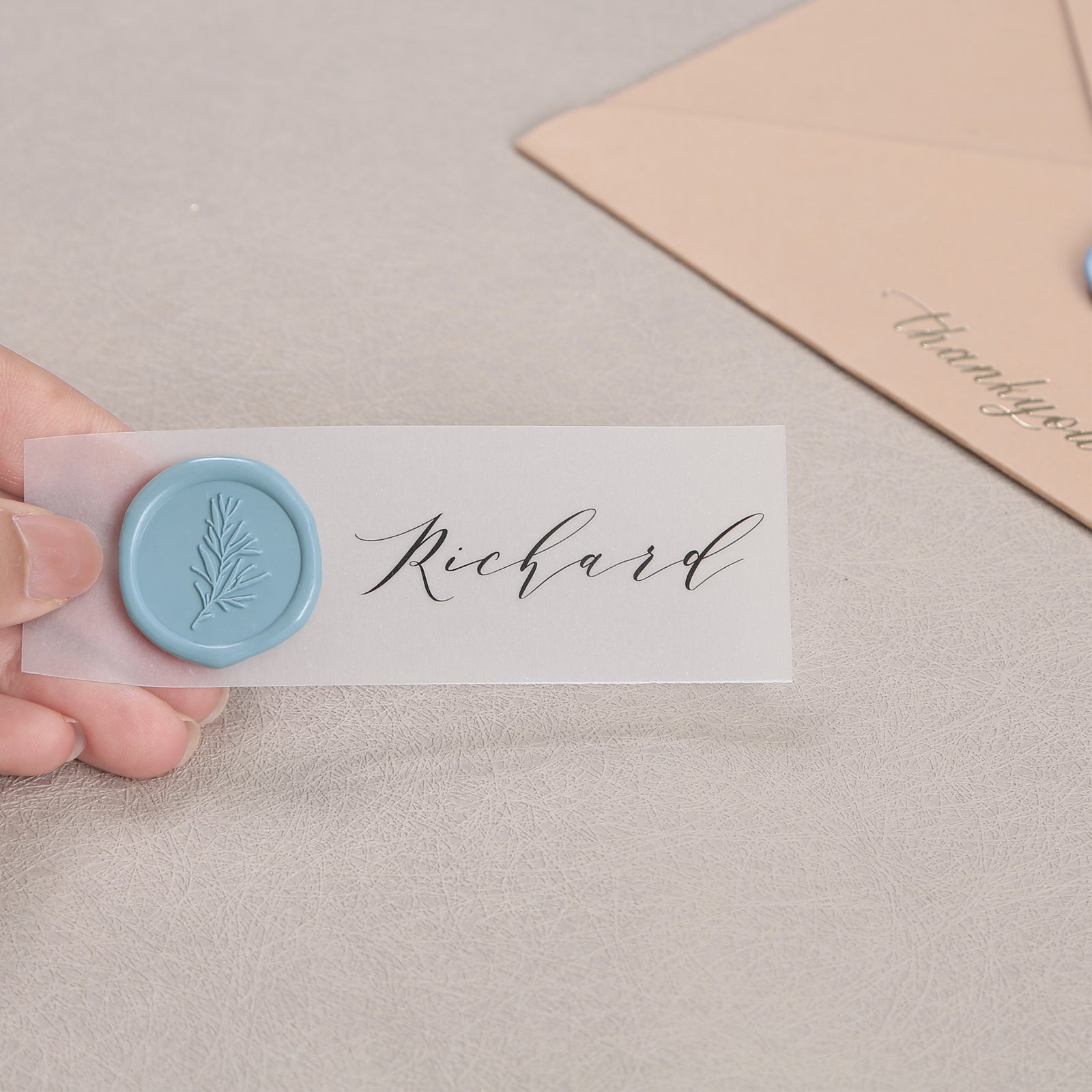 Wax Seal Stickers - Wedding Invitation Envelope Seal Stickers Self Adhesive Dusty Blue Stickers, Eucalyptus, 100pcs