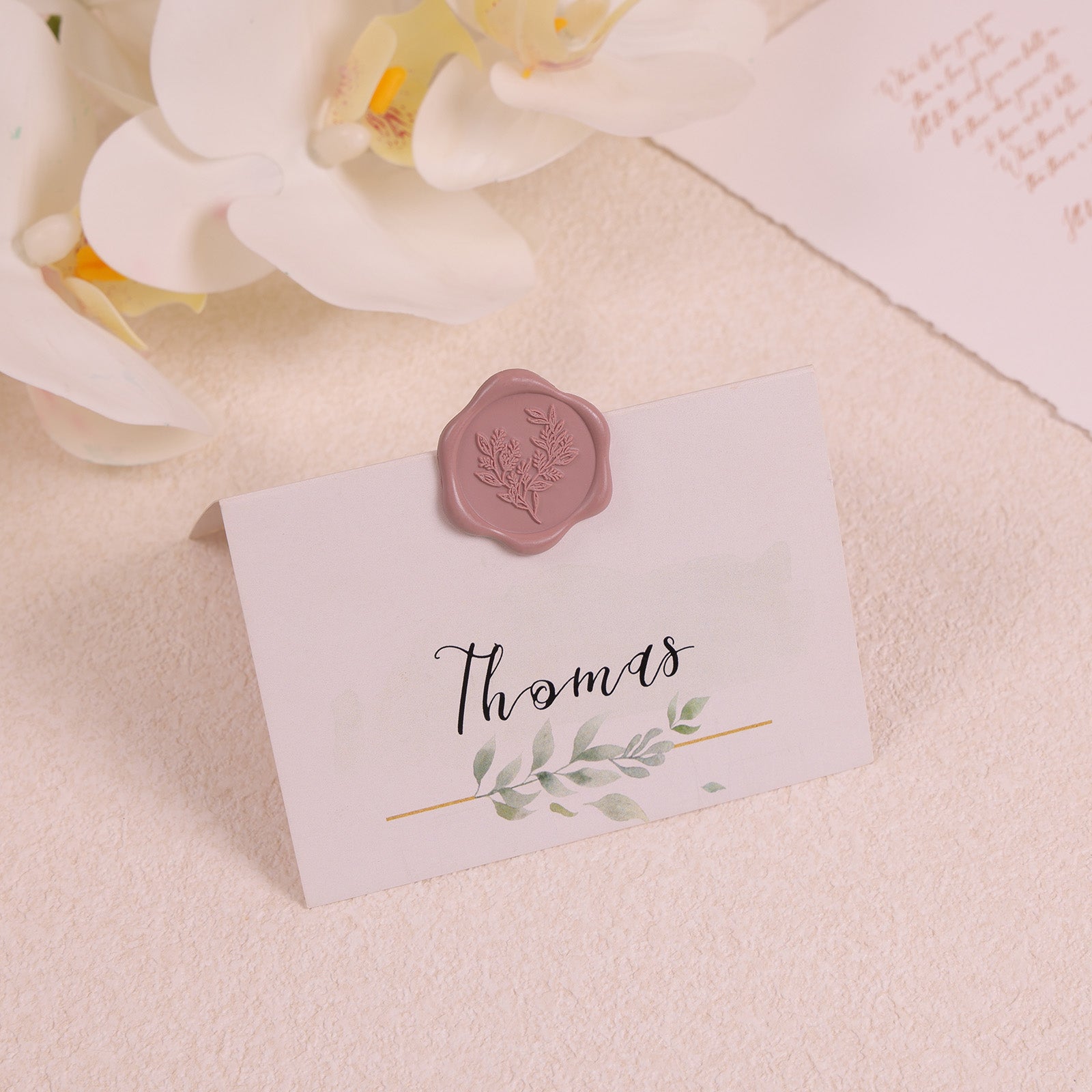 Wax Seal Stickers - Eucalyptus Wedding Invitation Envelope Seal Stickers, 50 Pcs Self- Adhesive Dusty Mauve Stickers