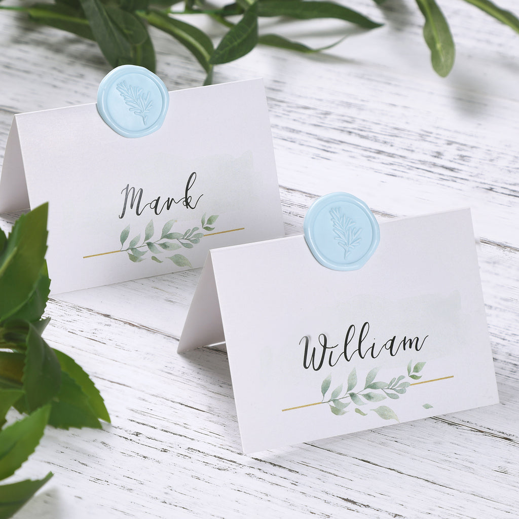 Wax Seal Stickers - Wedding Invitation Envelope Seal Stickers Self Adhesive Light Blue Stickers, Rosemary, 50pcs