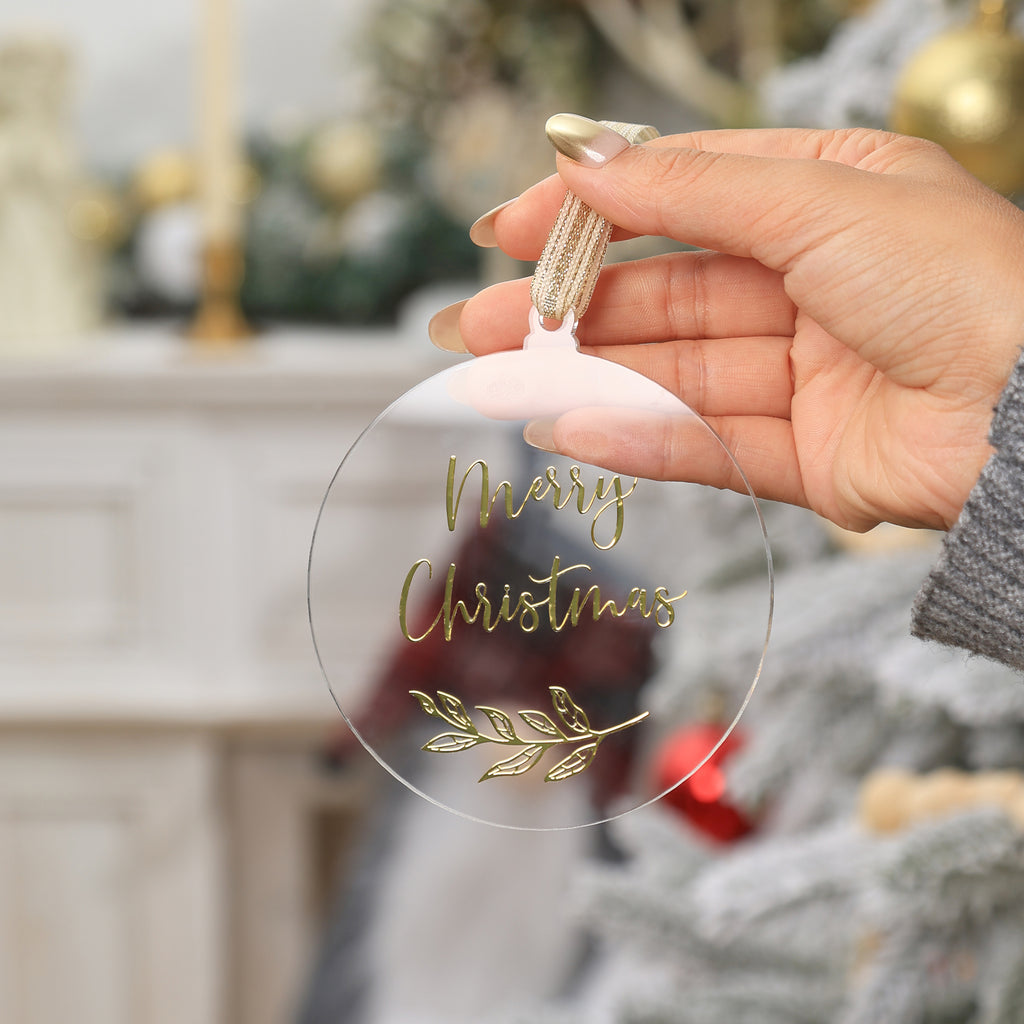 22 Pack 4'' Clear Round Acrylic Christmas Ornament 2024, 3mm Extra Thick DIY Blank Christmas Bauble Tree Decoration