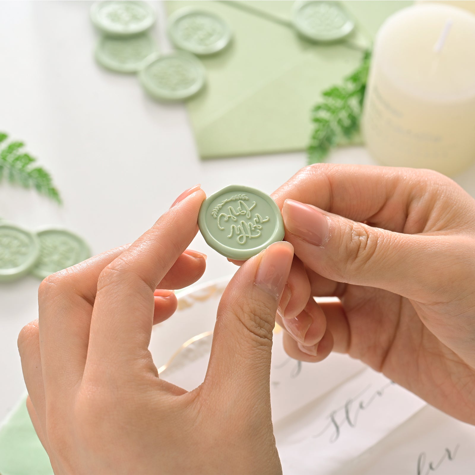 Wax Seal Stickers - Wedding Invitation Envelope Seal Stickers Self Adhesive Sage Green Stickers, 100pcs